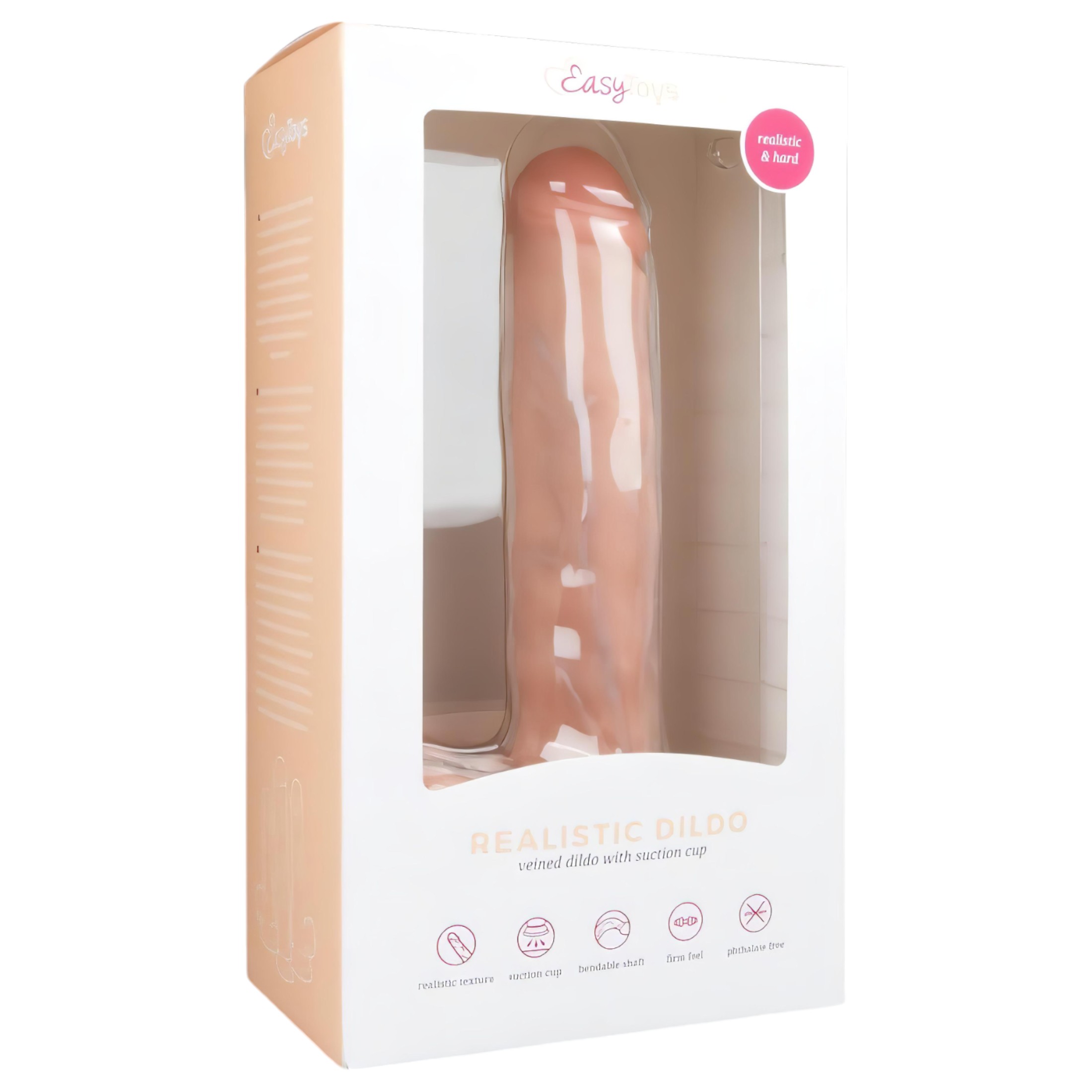 Easytoys – tapadókorongos, herés nagy dildó (29,5cm) – natúr