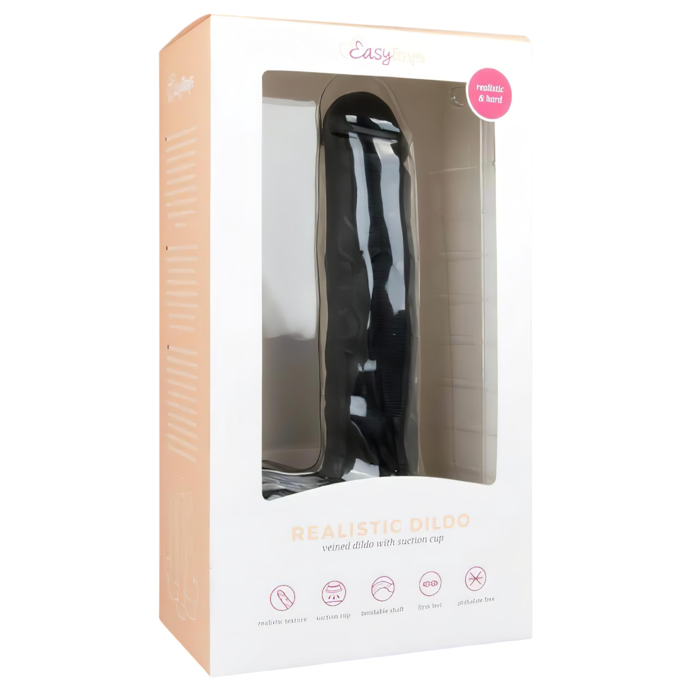Easytoys – tapadókorongos, herés nagy dildó (29,5cm) – fekete