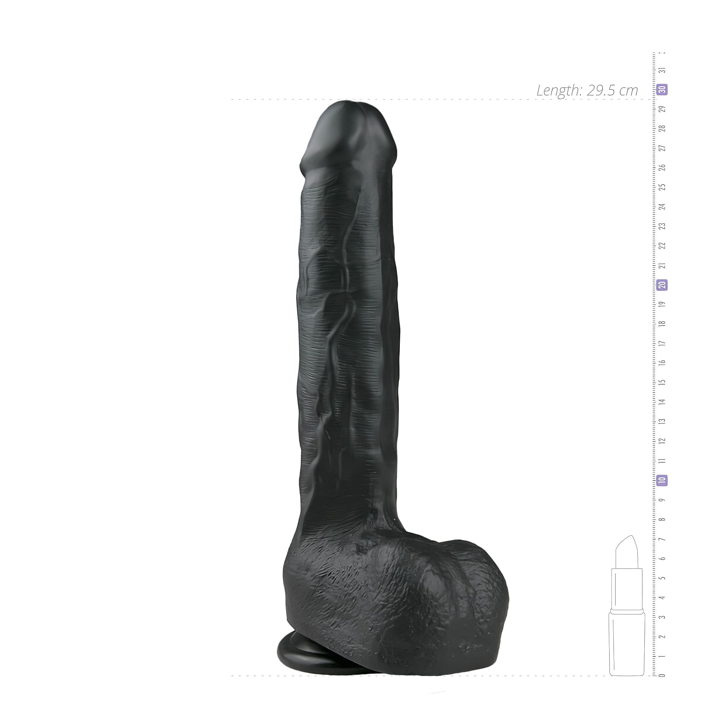 Easytoys – tapadókorongos, herés nagy dildó (29,5cm) – fekete