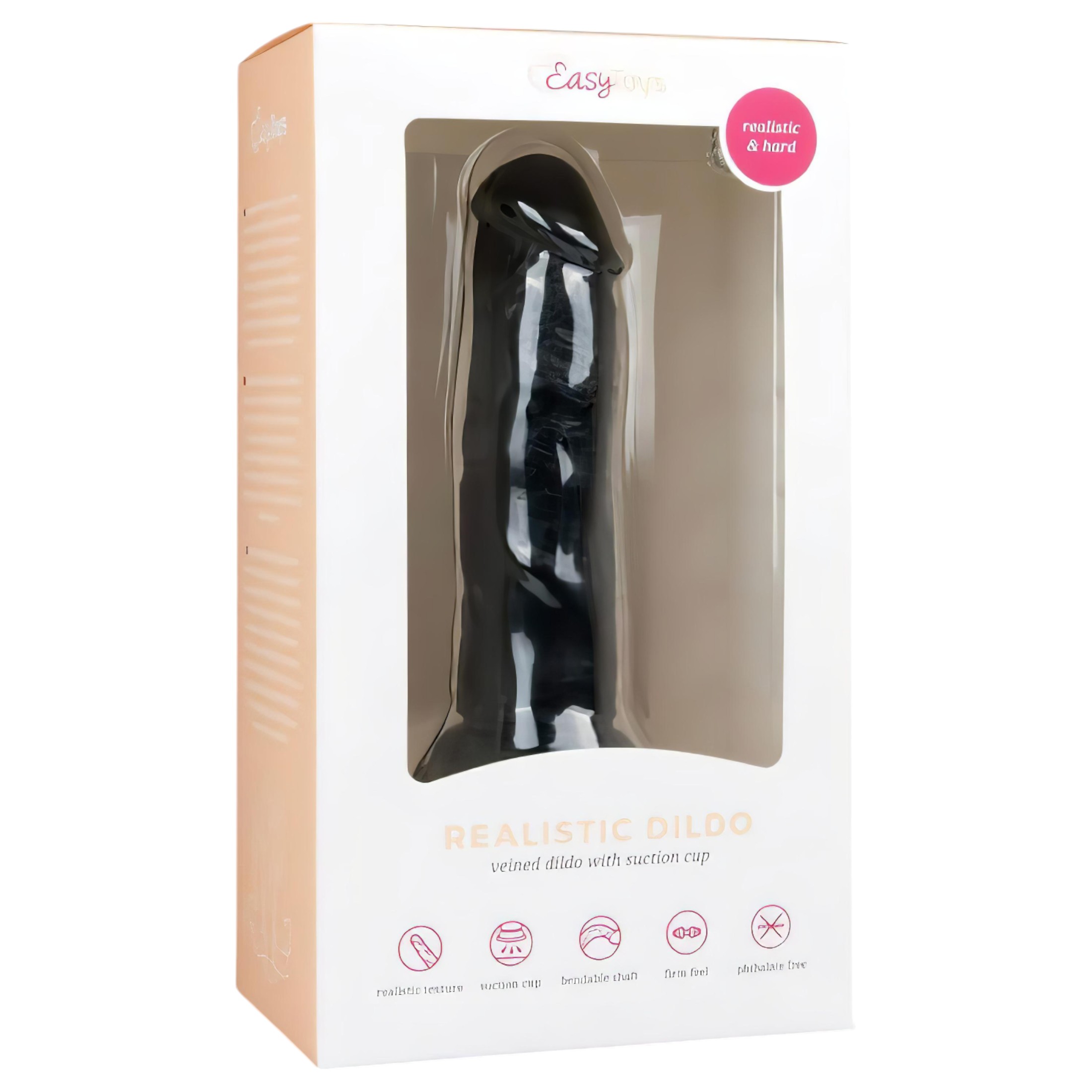 Easytoys – tapadókorongos élethű dildó (15,5cm) – fekete