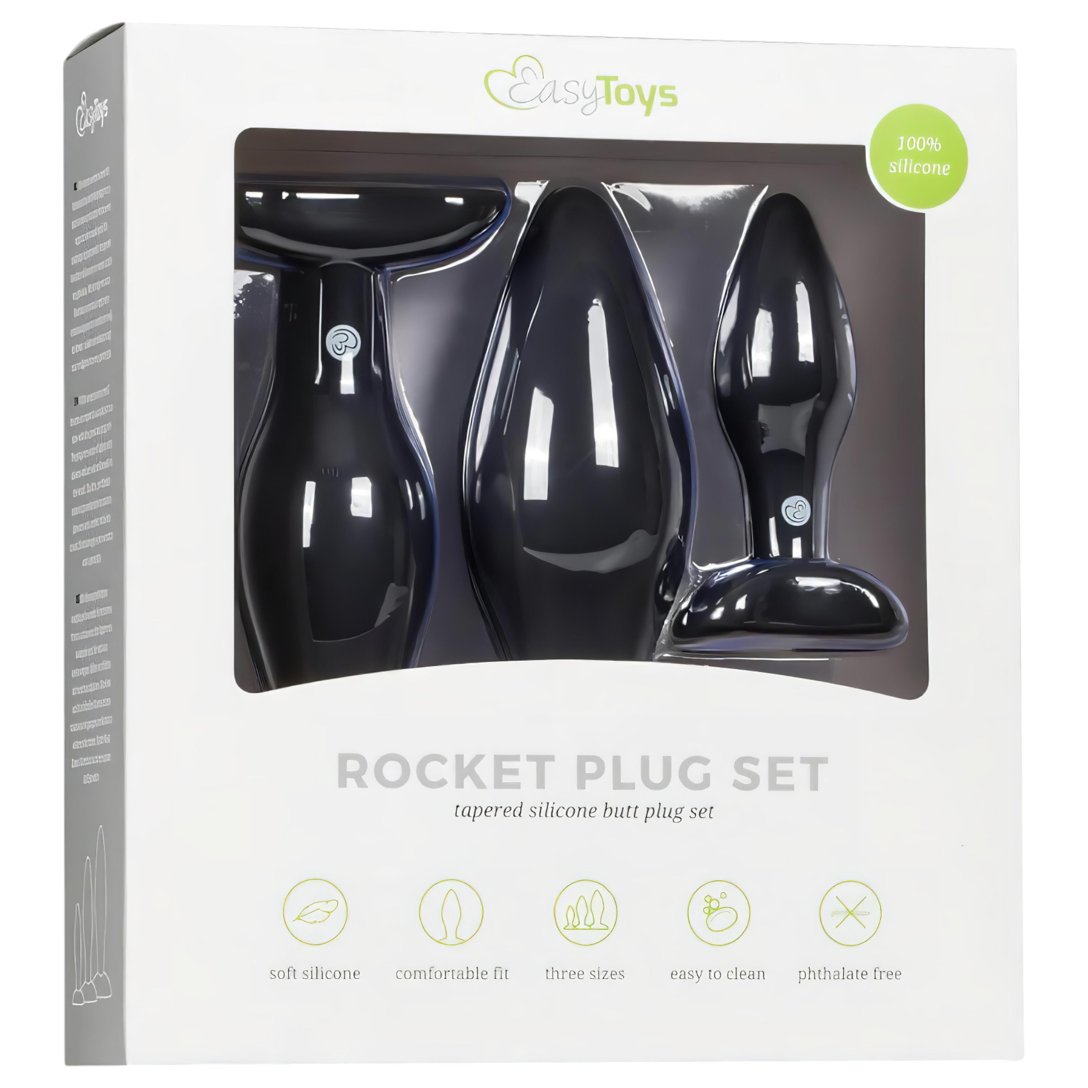 Easytoys Rocket – anál plug szett – fekete (3 részes)
