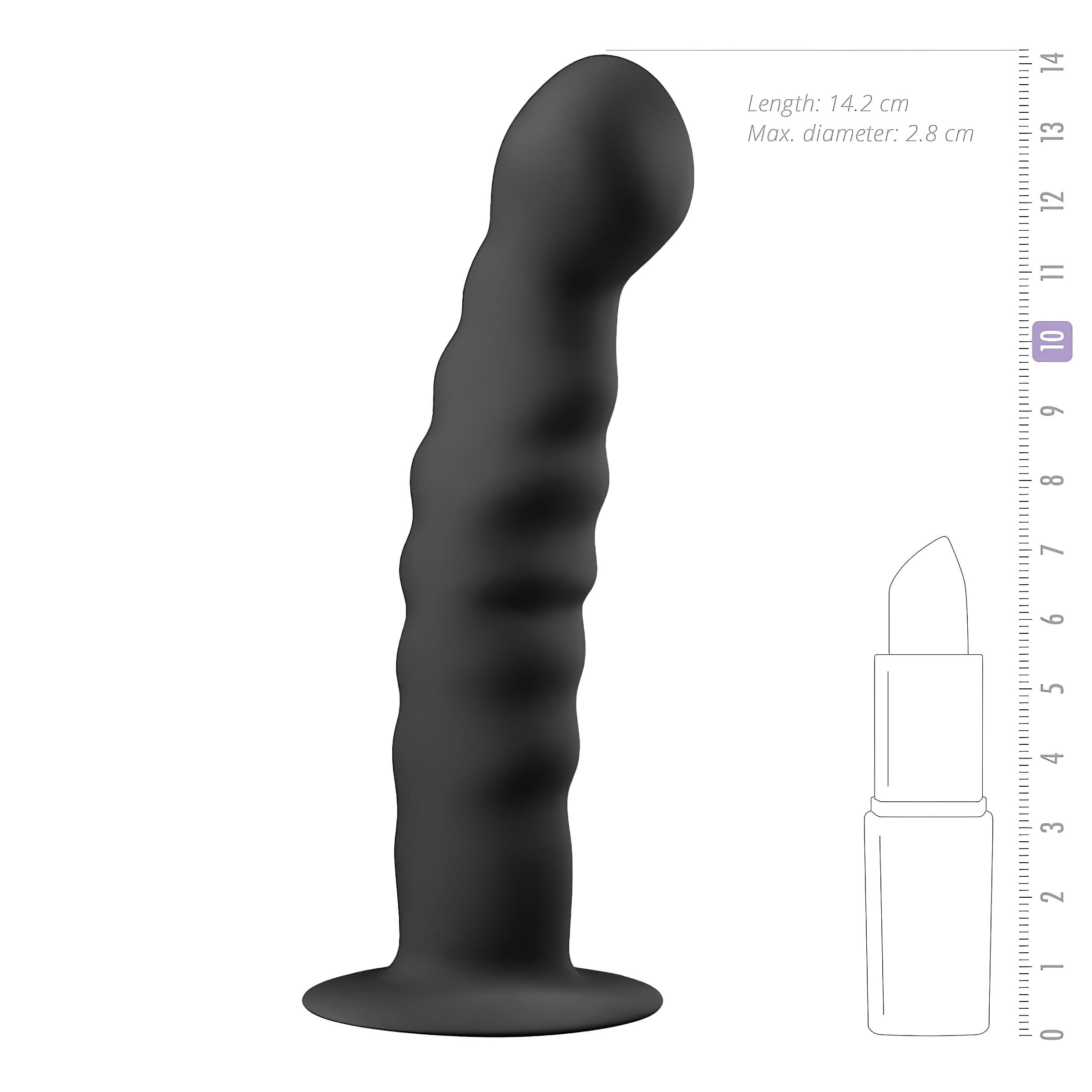 Easytoys Ribbed – tapadókorongos anál dildó (14cm) – fekete