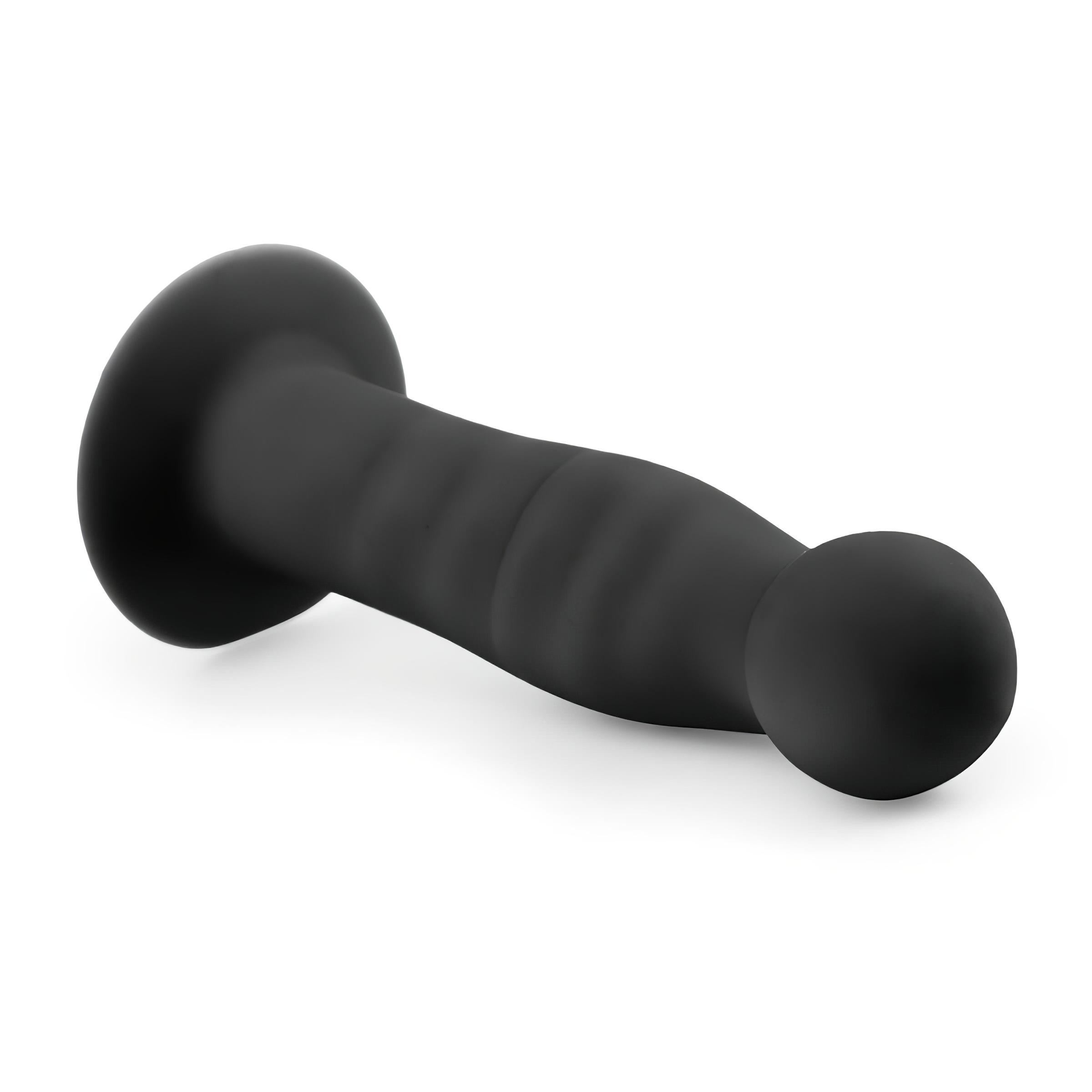 Easytoys Ribbed – tapadókorongos anál dildó (14cm) – fekete