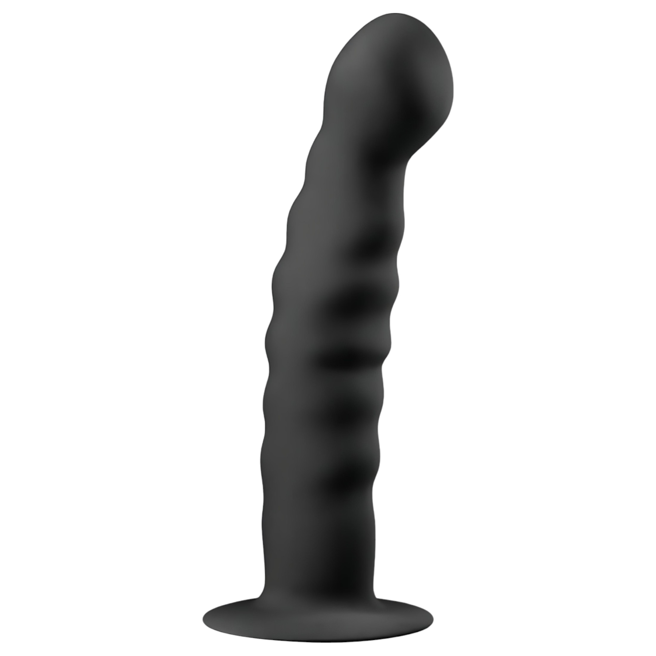 Easytoys Ribbed – tapadókorongos anál dildó (14cm) – fekete