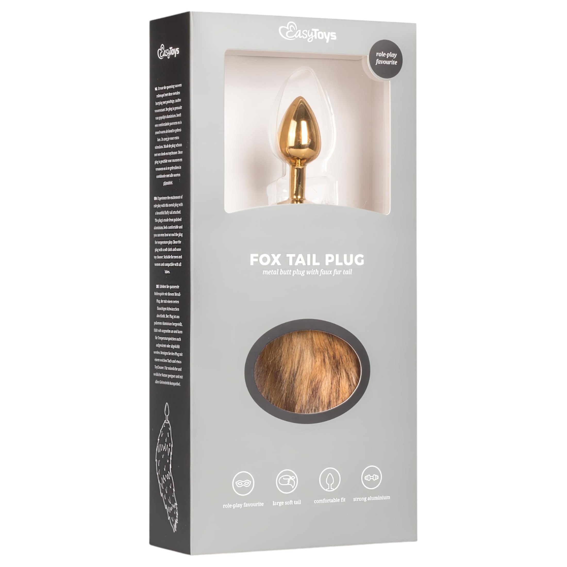 Easytoys Fox NO1 – fém anál plug rókafarokkal (arany-vörös)