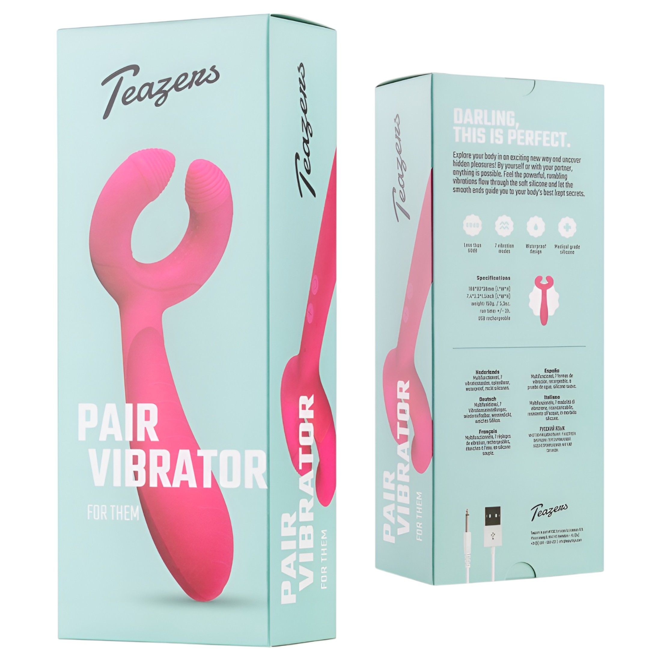 Easytoys Couple – akkus, vízálló párvibrátor (pink)