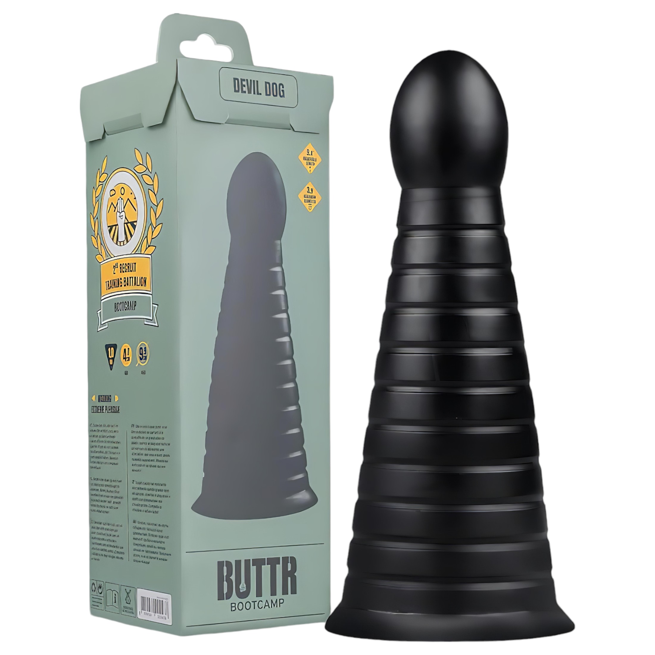 BUTTR Devil Dog – tapadókorongos dildó (fekete)