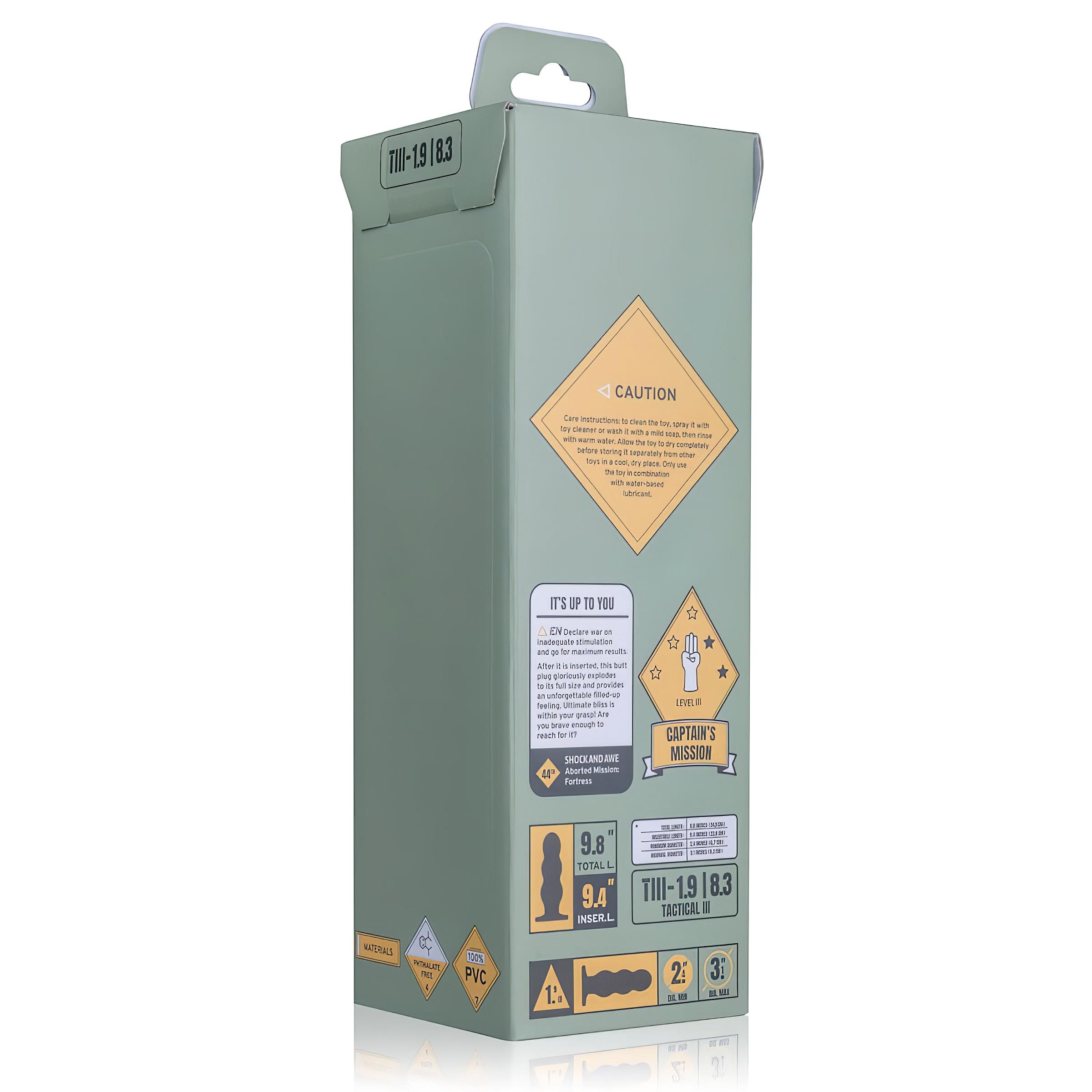 BUTTR Tactical III – tapadókorongos dildó (fekete)