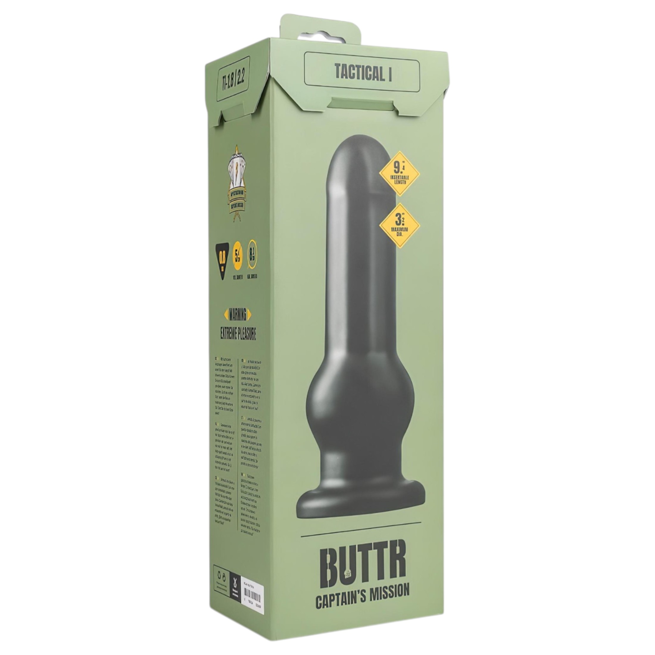 BUTTR Tactical I – tapadókorongos dildó (fekete)