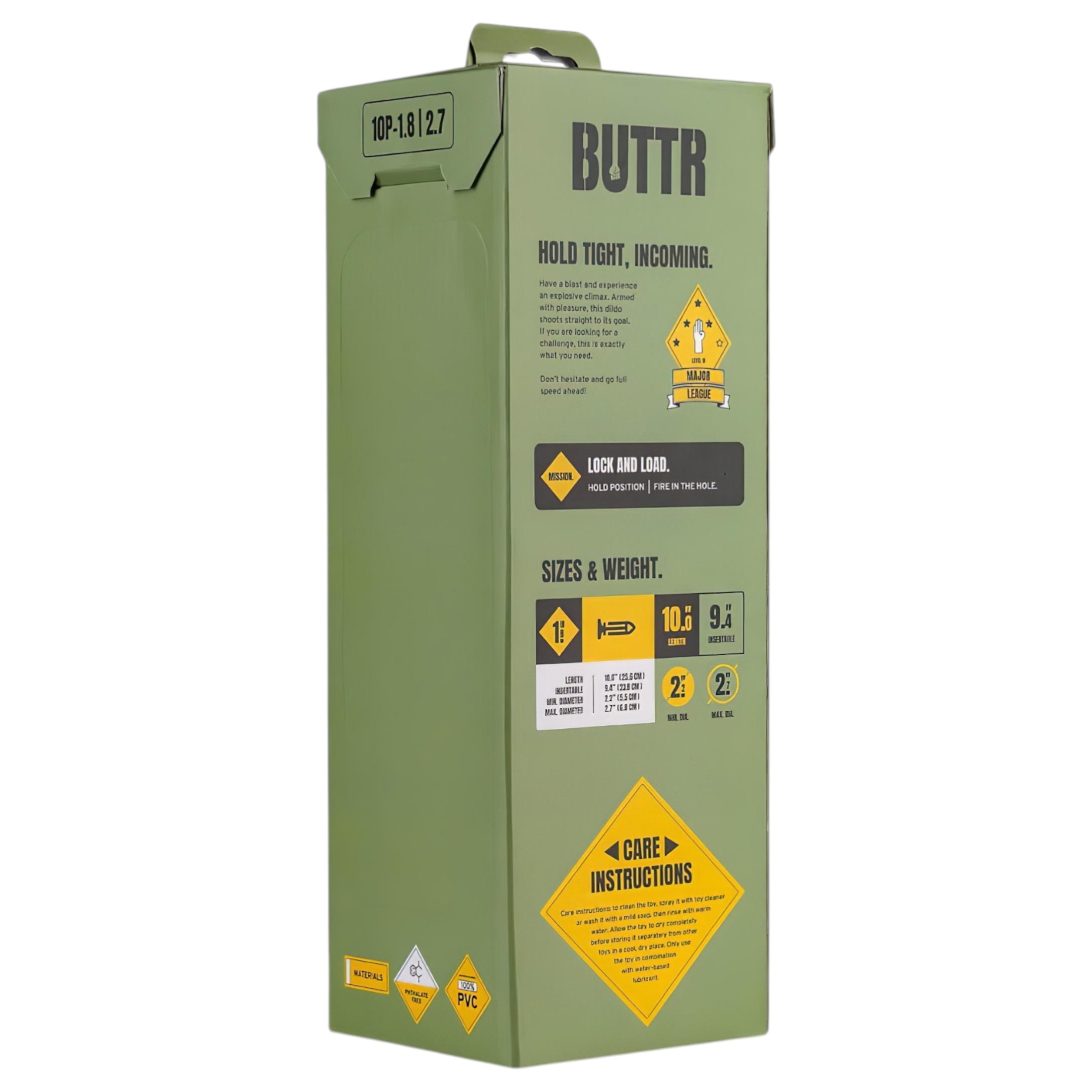 BUTTR 10 Punder – tapadókorongos nagy dildó (fekete)