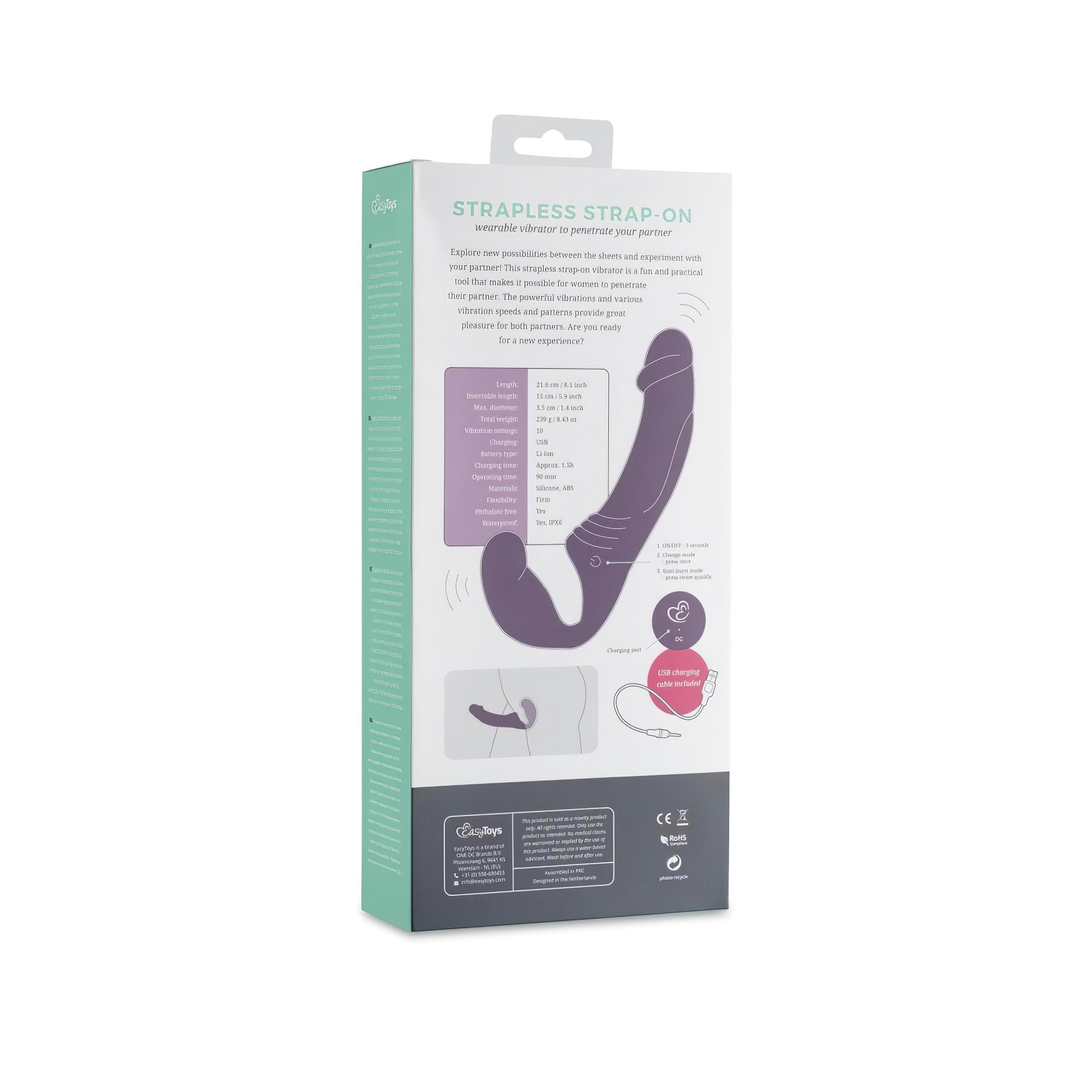 Easytoys – akkus, felcsatolható vibrátor tartópánt nélkül (lila)