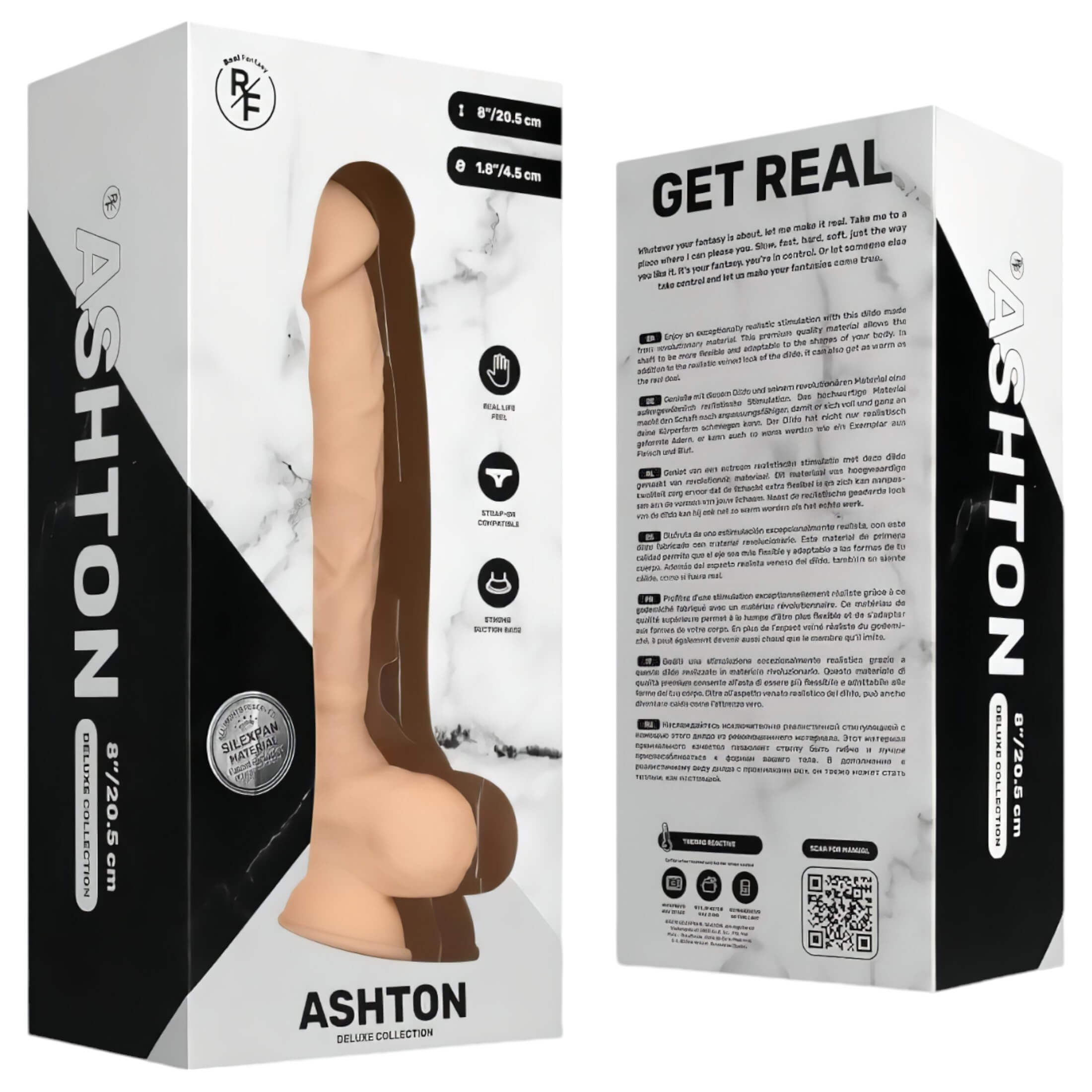 Real Fantasy Ashton – herés, élethű dildó – 20,5cm (natúr)