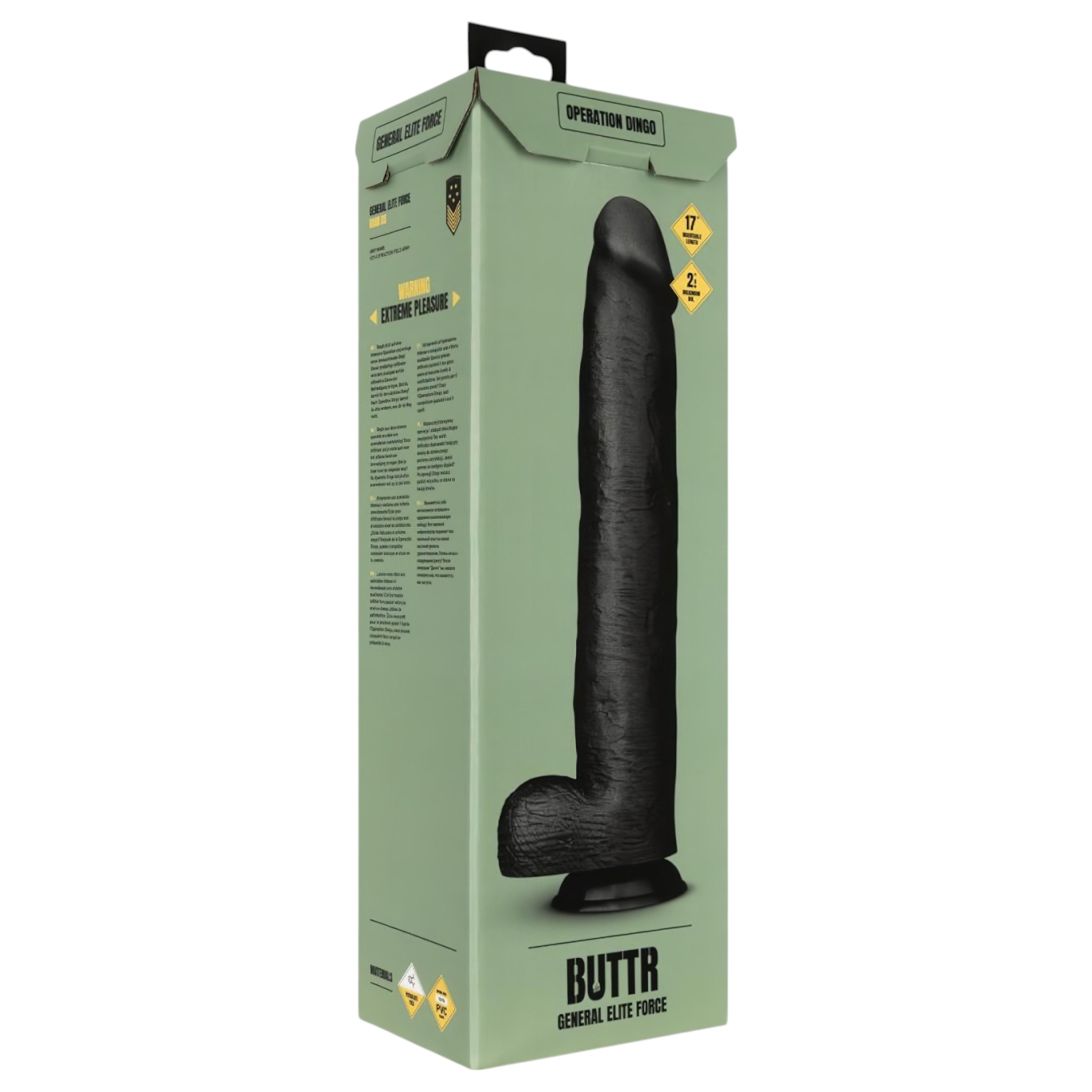 BUTTR Operation Dingo – óriás élethű dildó – 43 cm (fekete)