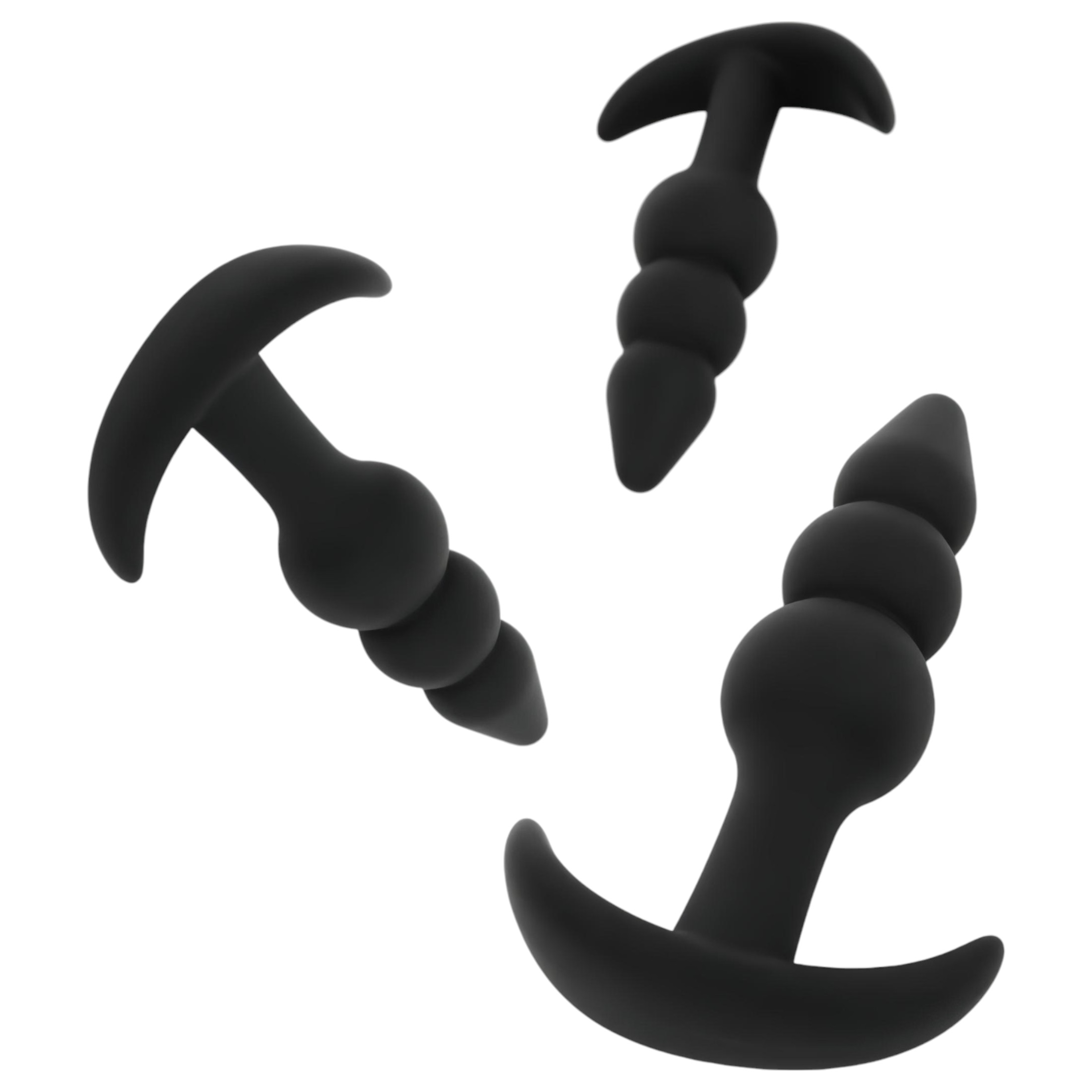 EasyToys – gömbös anál plug szett – 3 részes (fekete)