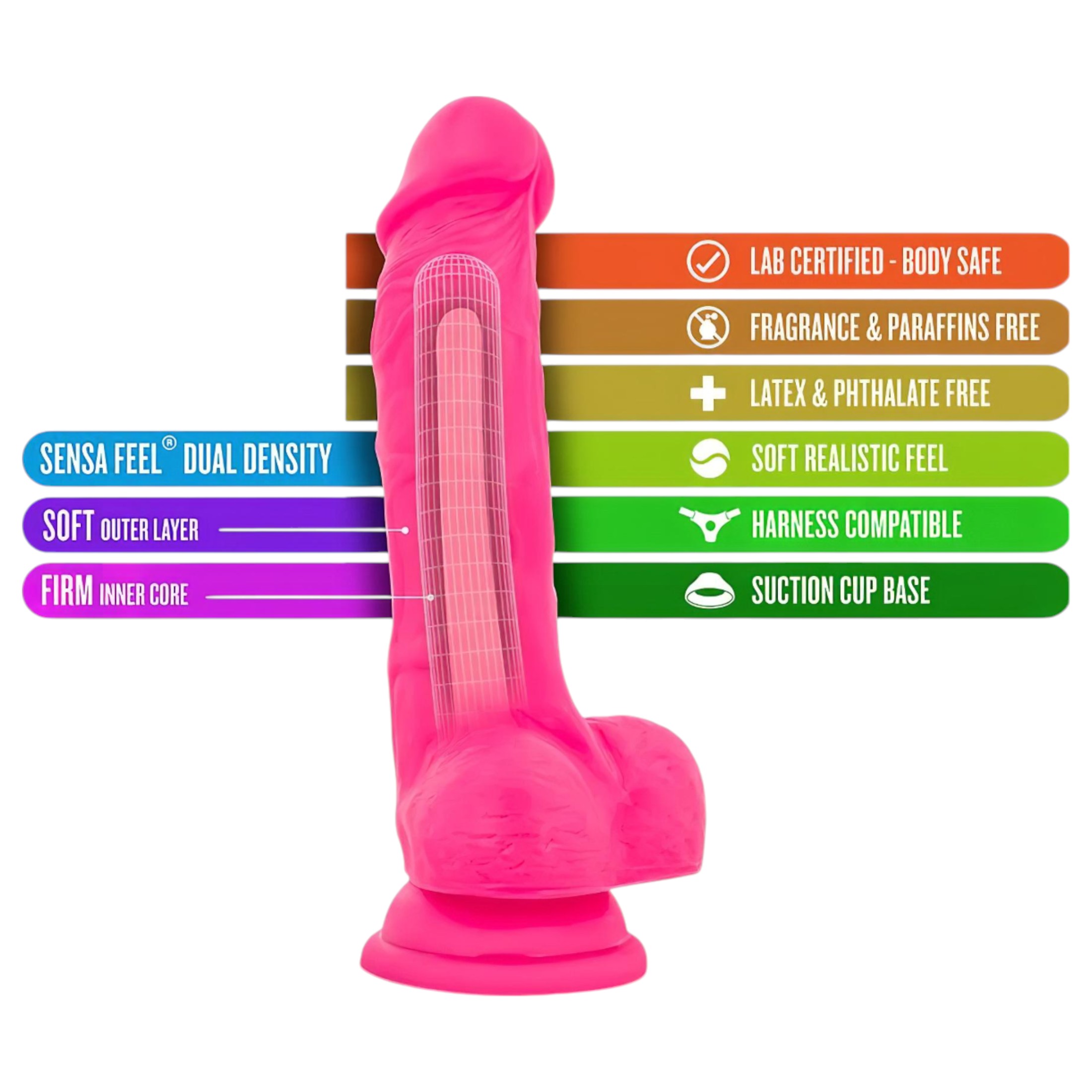 Blush Neo – tapadókorongos dildó – 19cm (pink)