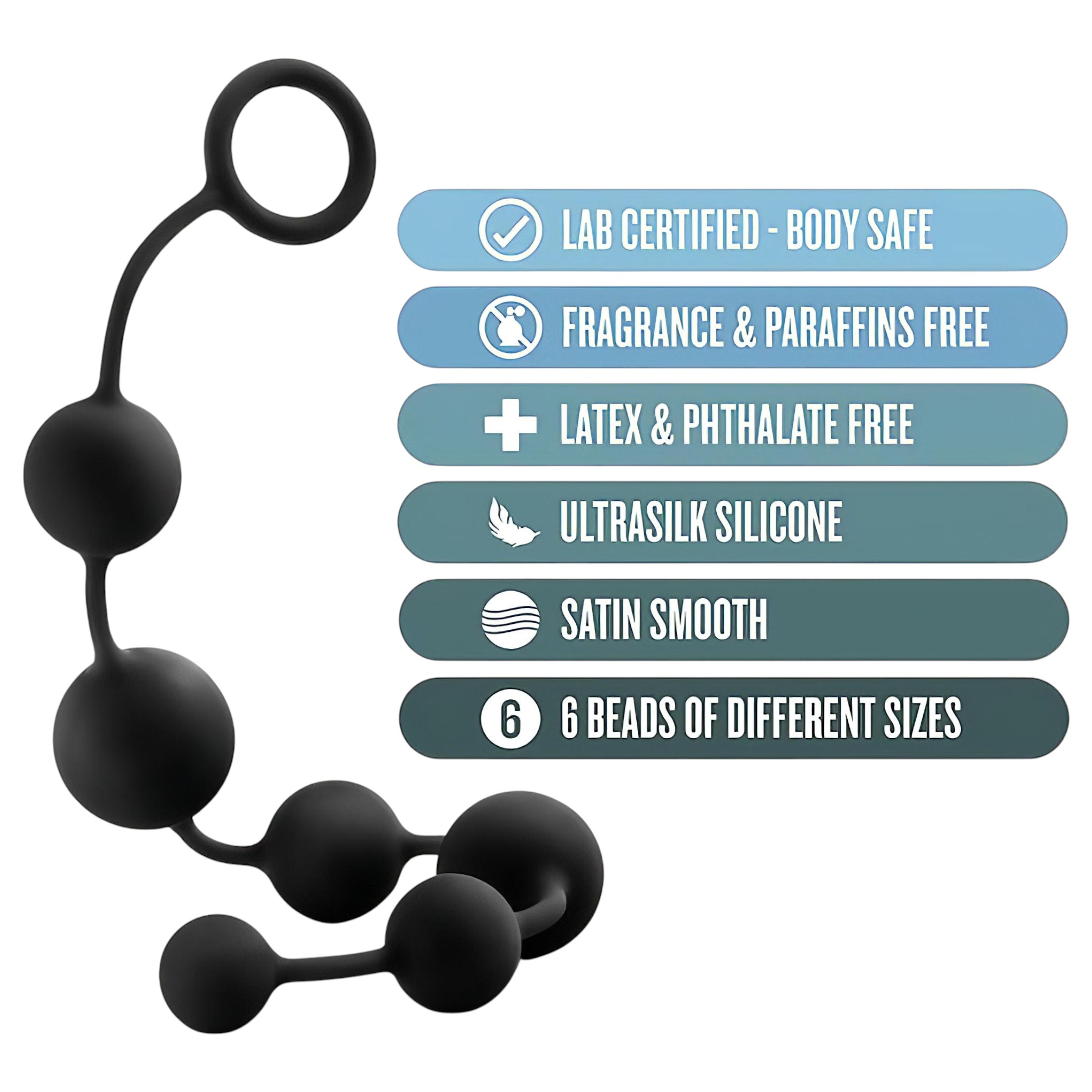 Anal Adventures L – gyöngyös anál dildó (fekete)