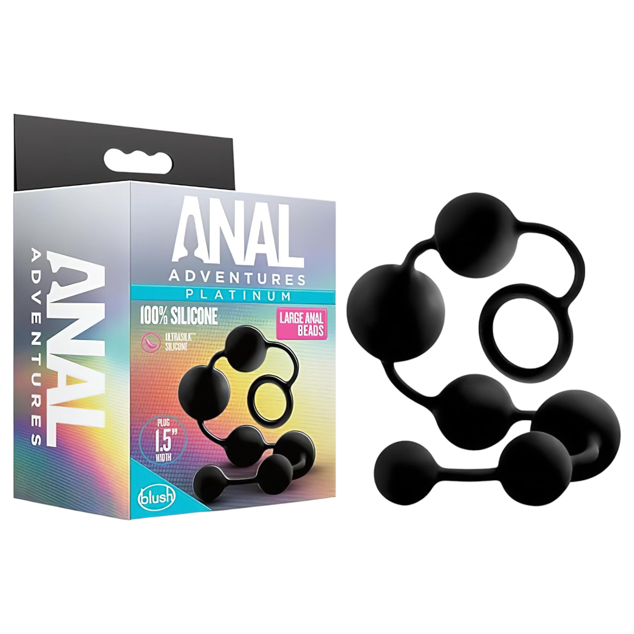 Anal Adventures L – gyöngyös anál dildó (fekete)