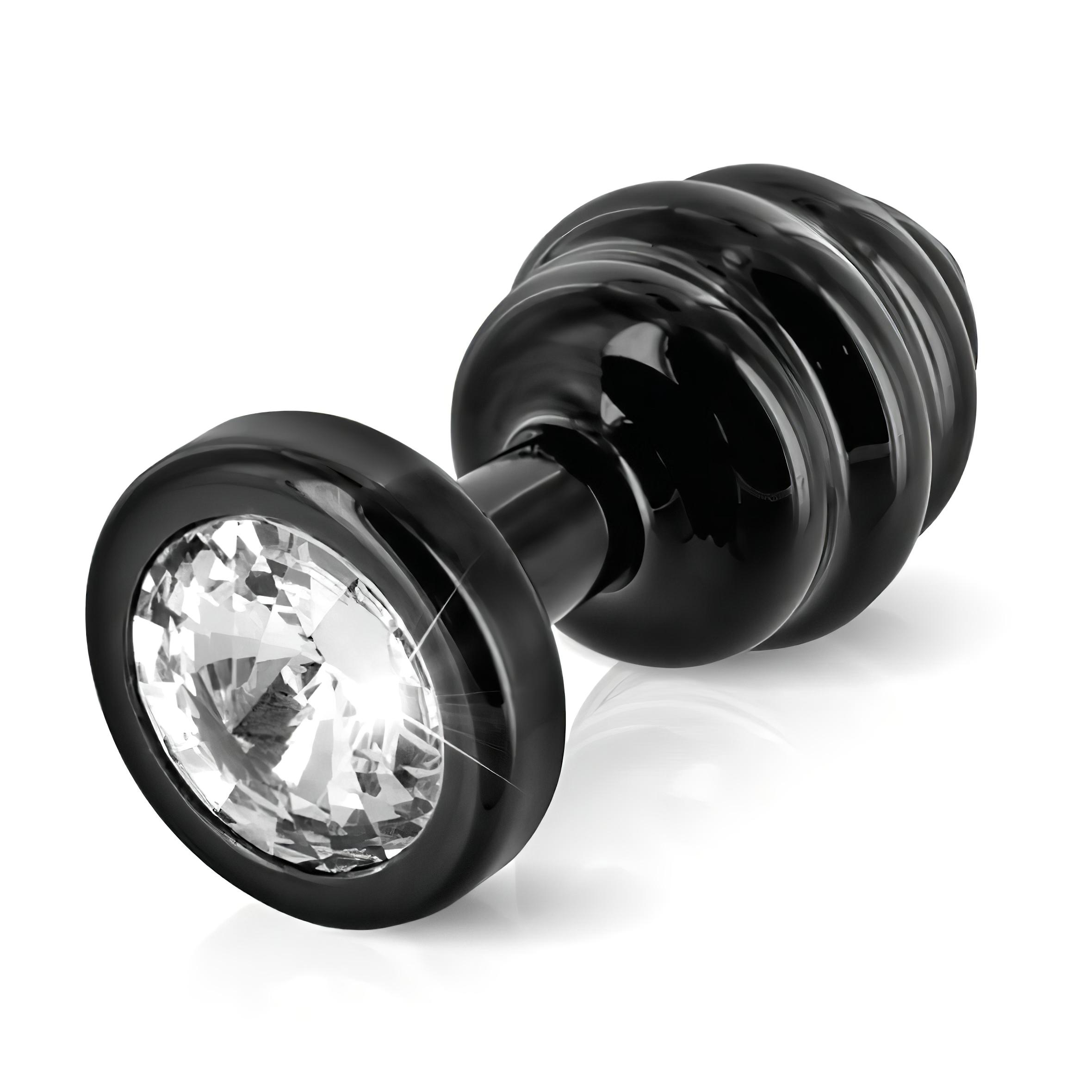 / DIOGOL Anni – bordázott anál plug – fekete – (3cm)