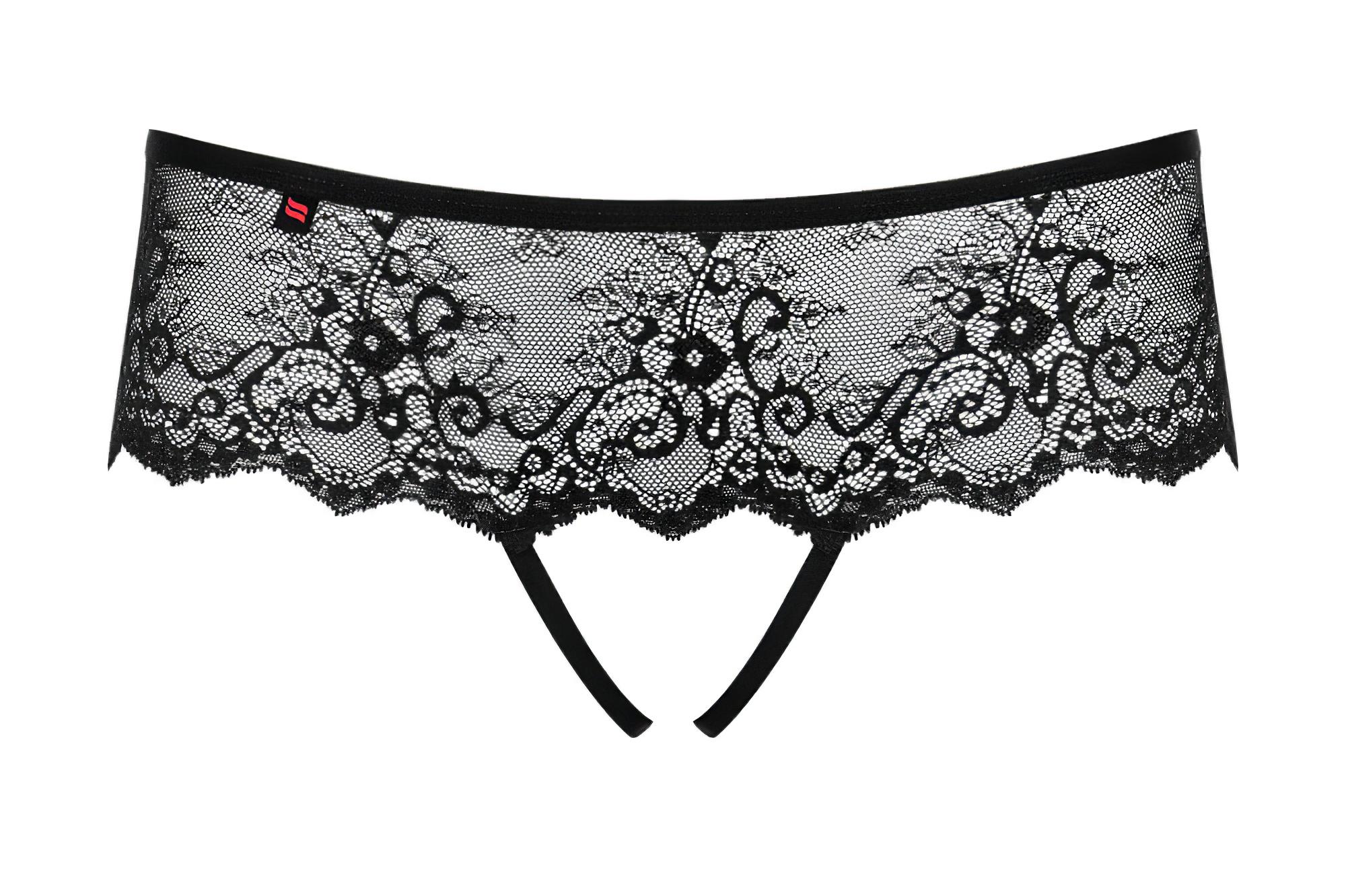 Obsessive Merossa – strasszos, nyitott női tanga – fekete