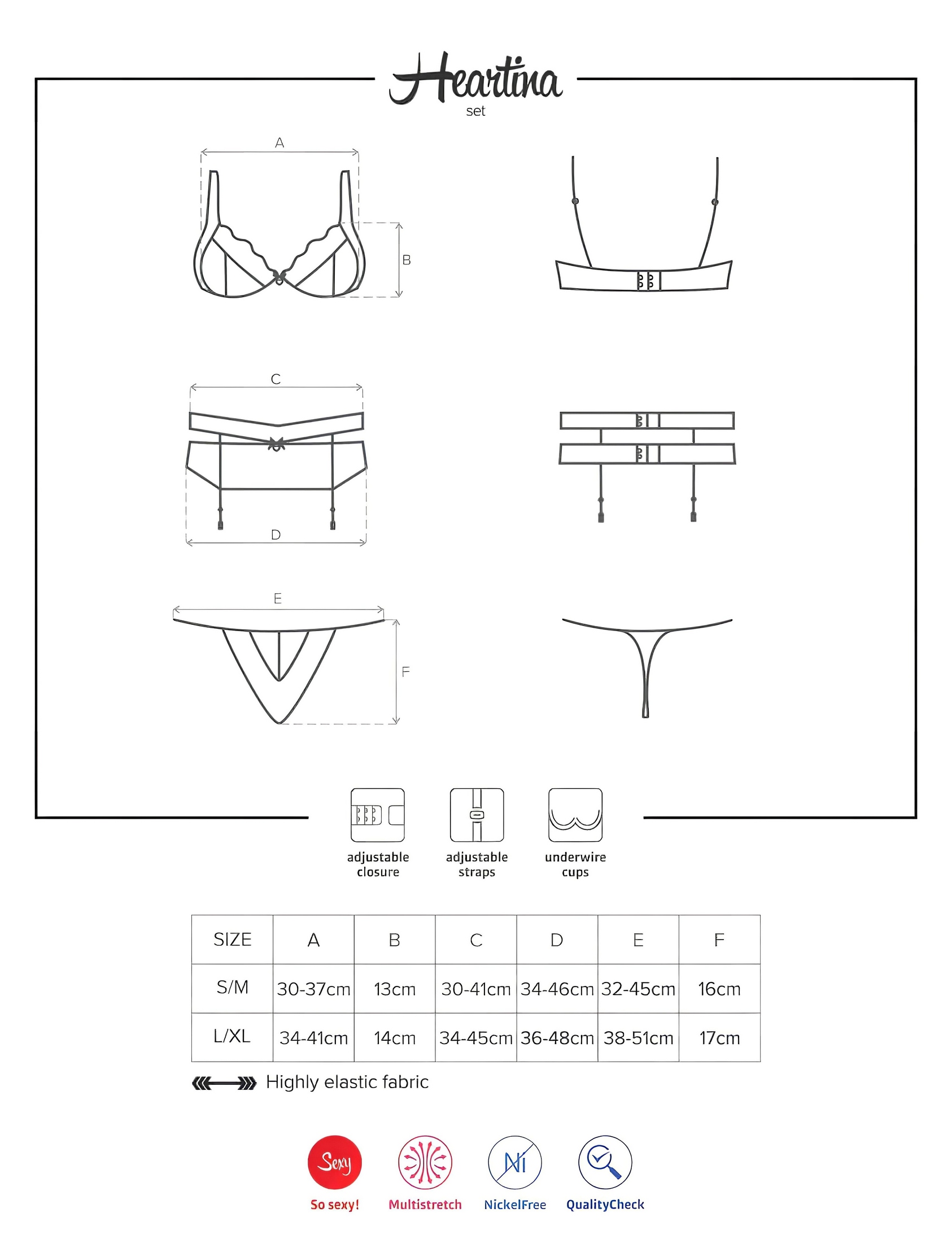 / Obsessive Heartina – fehérnemű szett (piros)