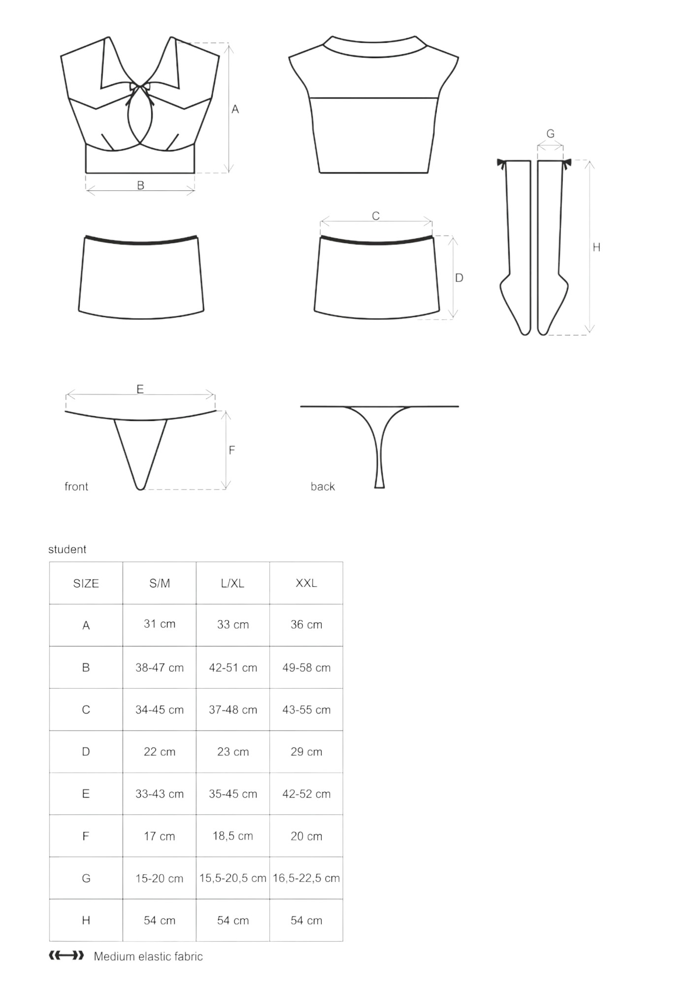 Obsessive Student – diáklány jelmez szett (5 részes)