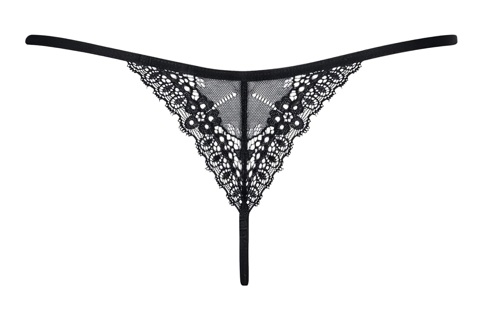 Obsessive Intensa – pántos csipke tanga (fekete)