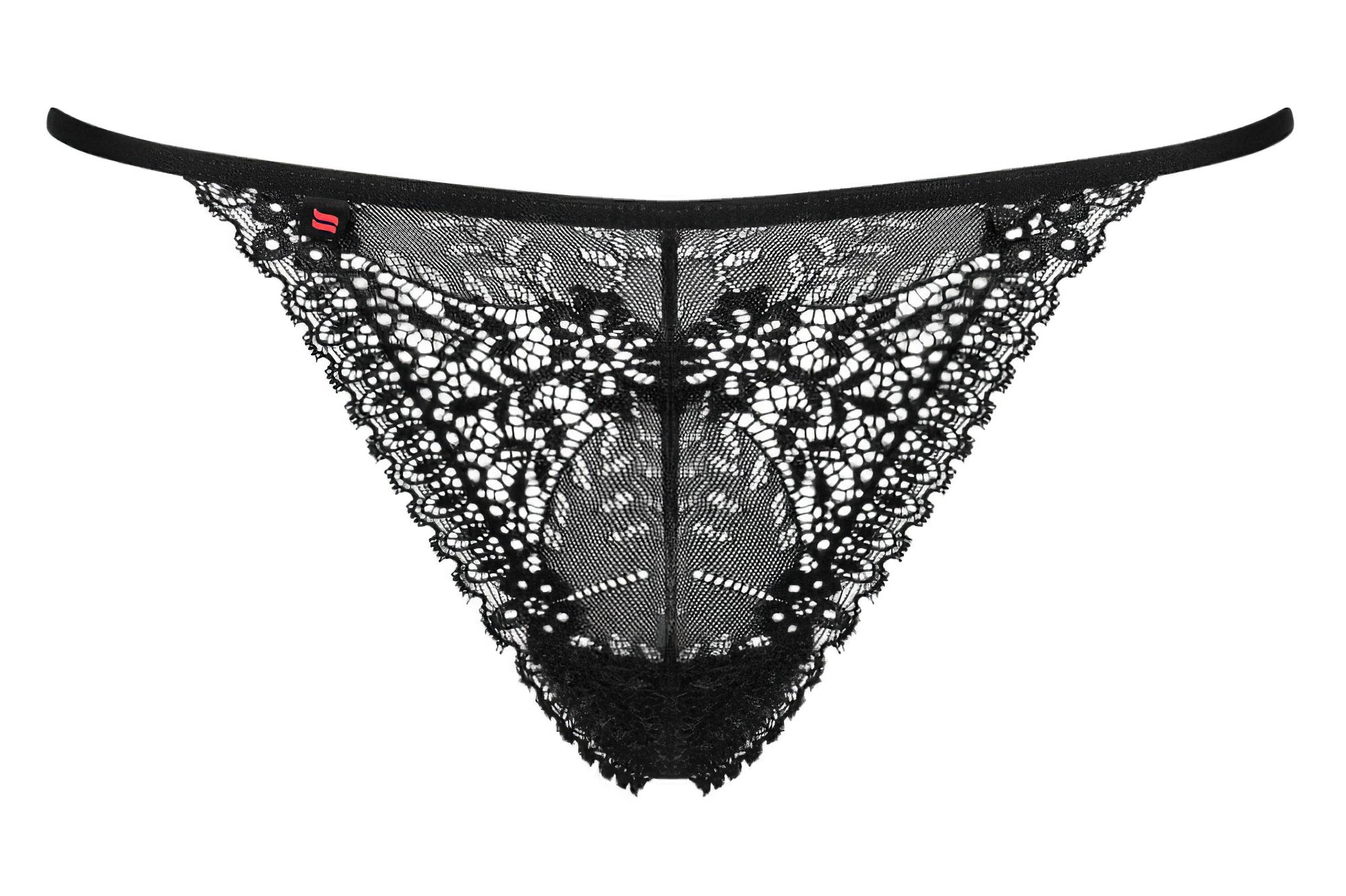 Obsessive Intensa – pántos csipke tanga (fekete)