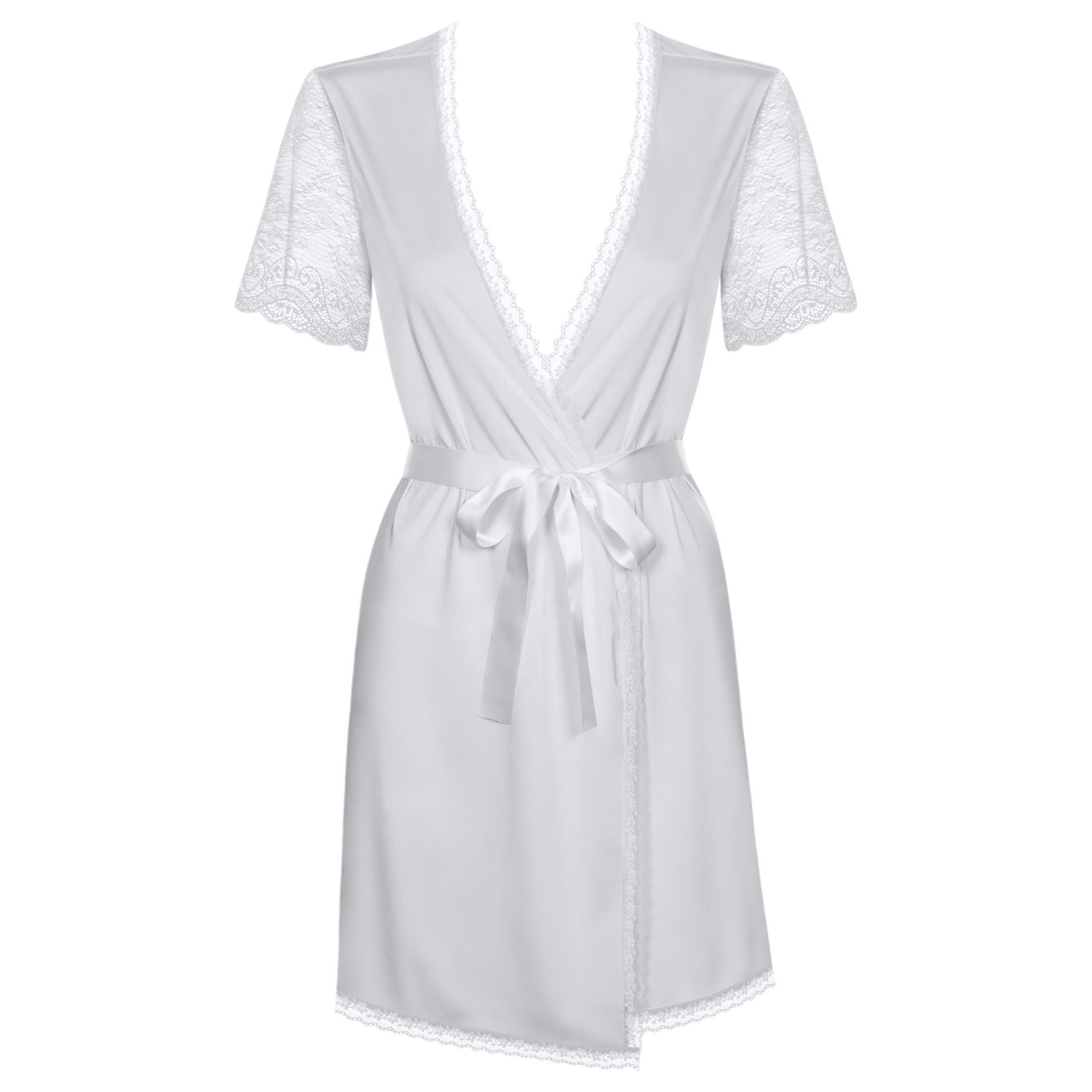 / Obsessive Miamor Robe – csipkés ujjú köntös tangával (fehér)