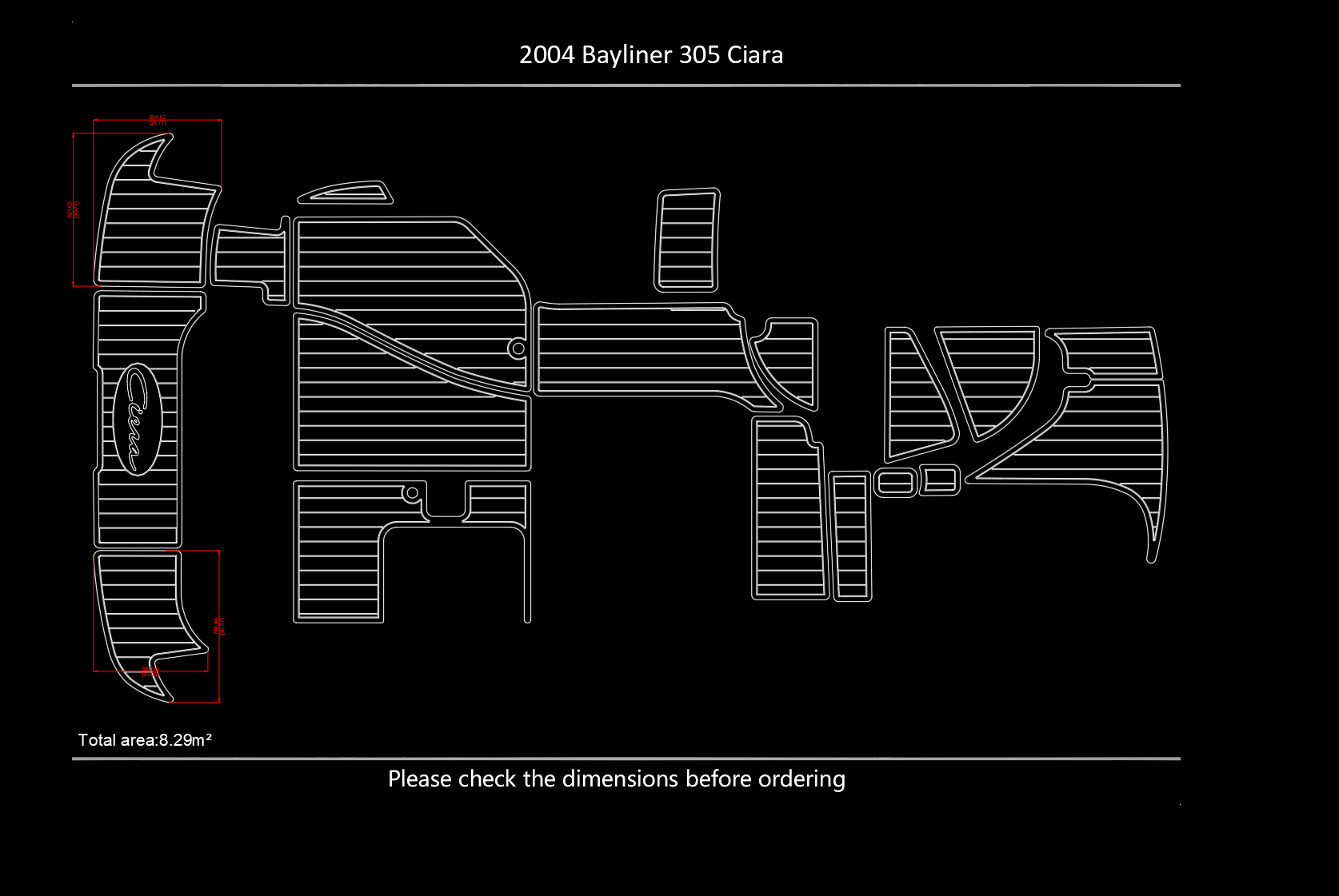 2004 Bayliner 305 Swim Platform Cockpit EVA boat flooring