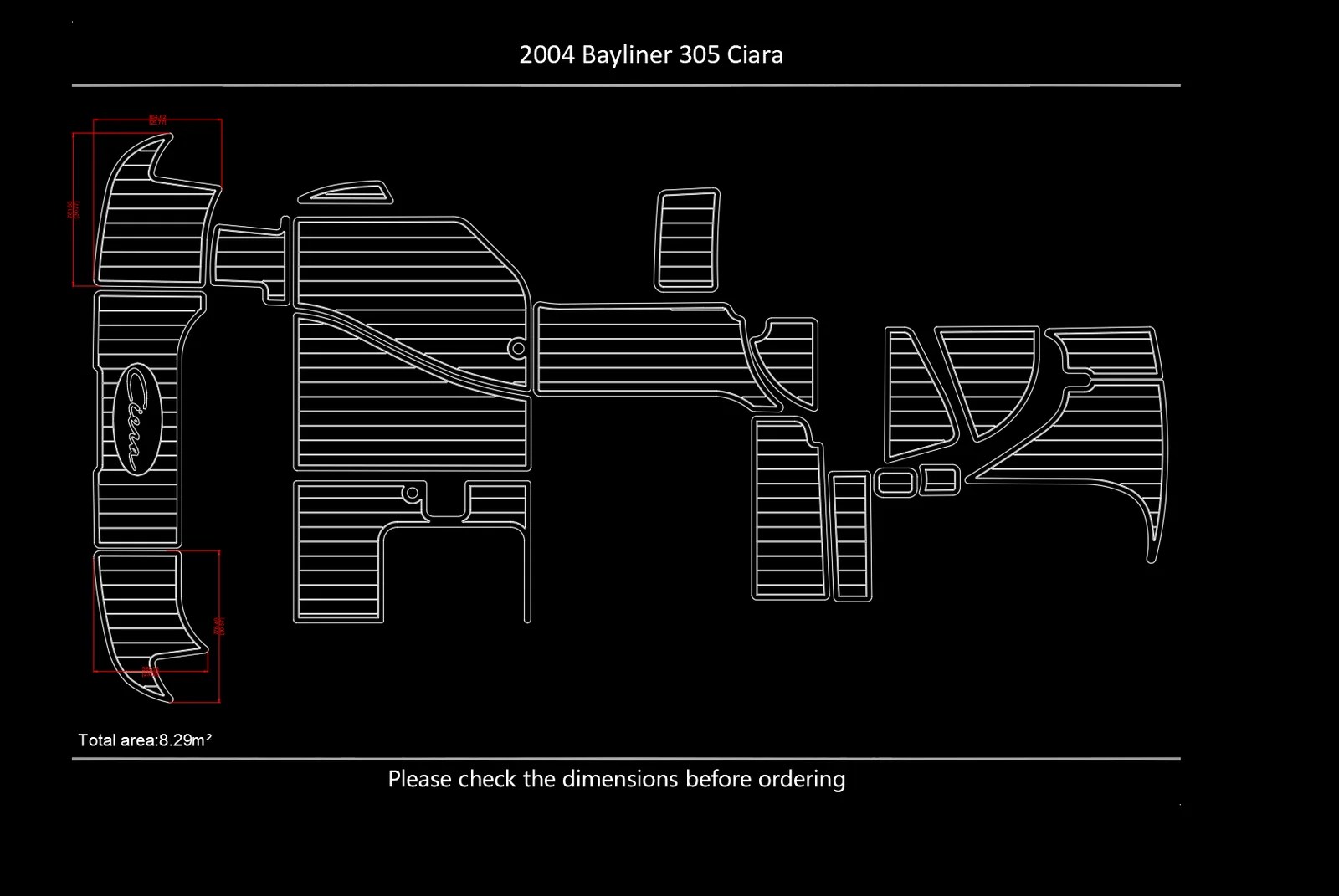 2004 Bayliner 305 Swim Platform Cockpit EVA boat flooring