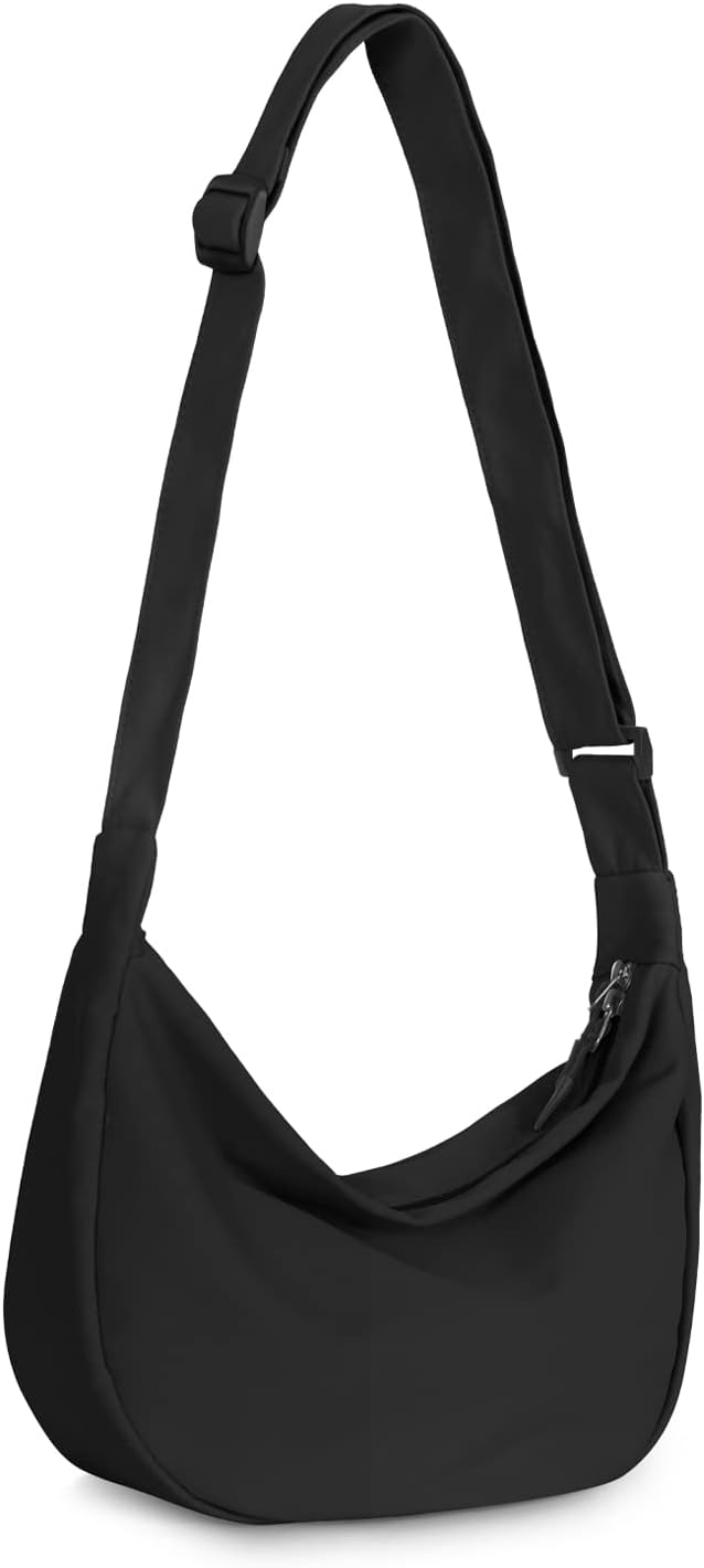 Small Sling Crossbody Bag for Women Men Trendy, Mini Crescent Bag with Adjustable Strap, 2 Zippers Lightweight Nylon Bag Small Sling Crossbody Bag for Women Men Trendy, Mini Crescent Bag with Adjustable Strap, 2 Zippers Lightweight Nylon Bag