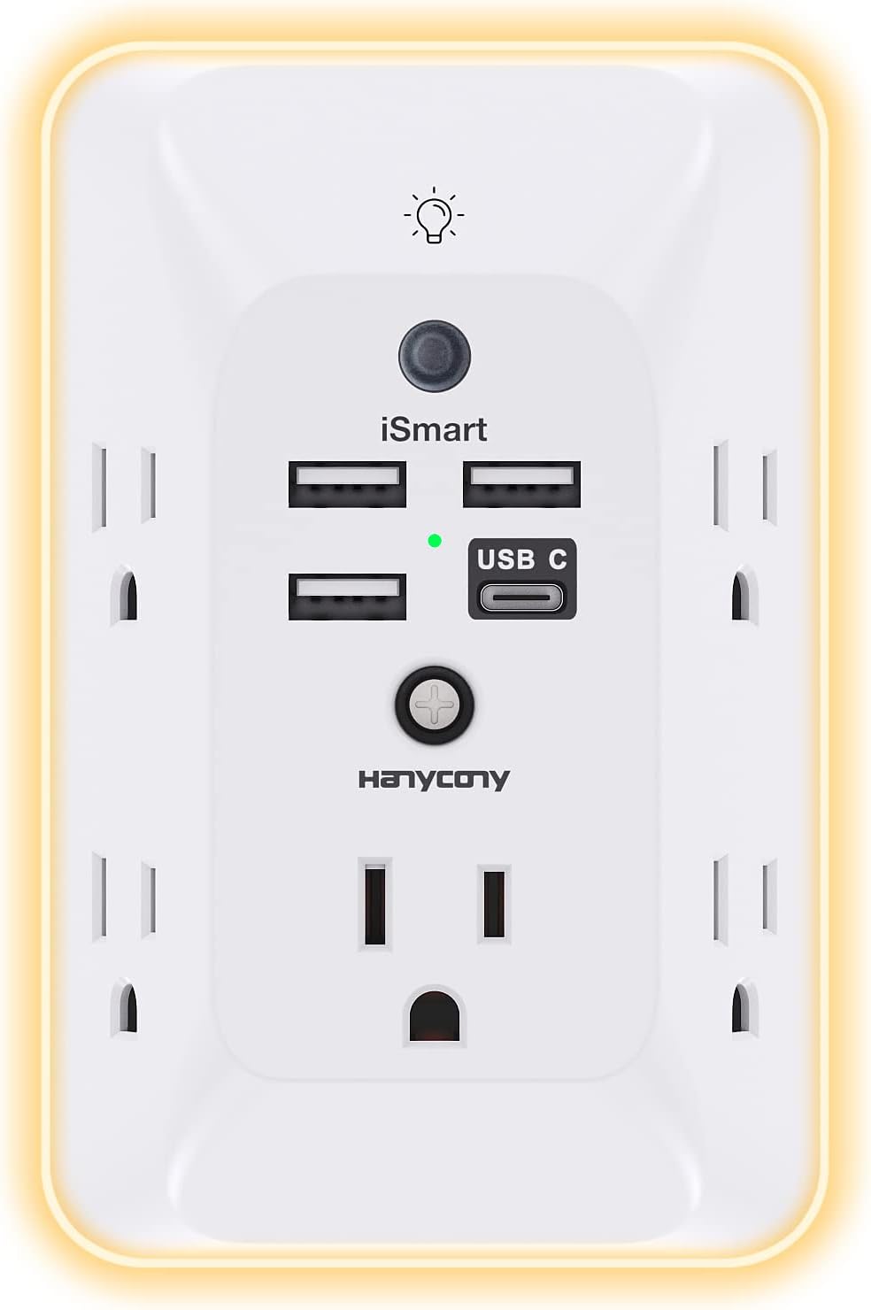 Outlet Extender with Night Light, HANYCONY Multi Plug Outlet, USB Wall Charger Surge Protector 4 USB Ports(1 USB C), Power Strip Electrical Outlet Splitter Expander for Home Office Dorm Room, ETL Outlet Extender with Night Light, HANYCONY Multi Plug Outlet, USB Wall Charger Surge Protector 4 USB Ports(1 USB C), Power Strip Electrical Outlet Splitter Expander for Home Office Dorm Room, ETL