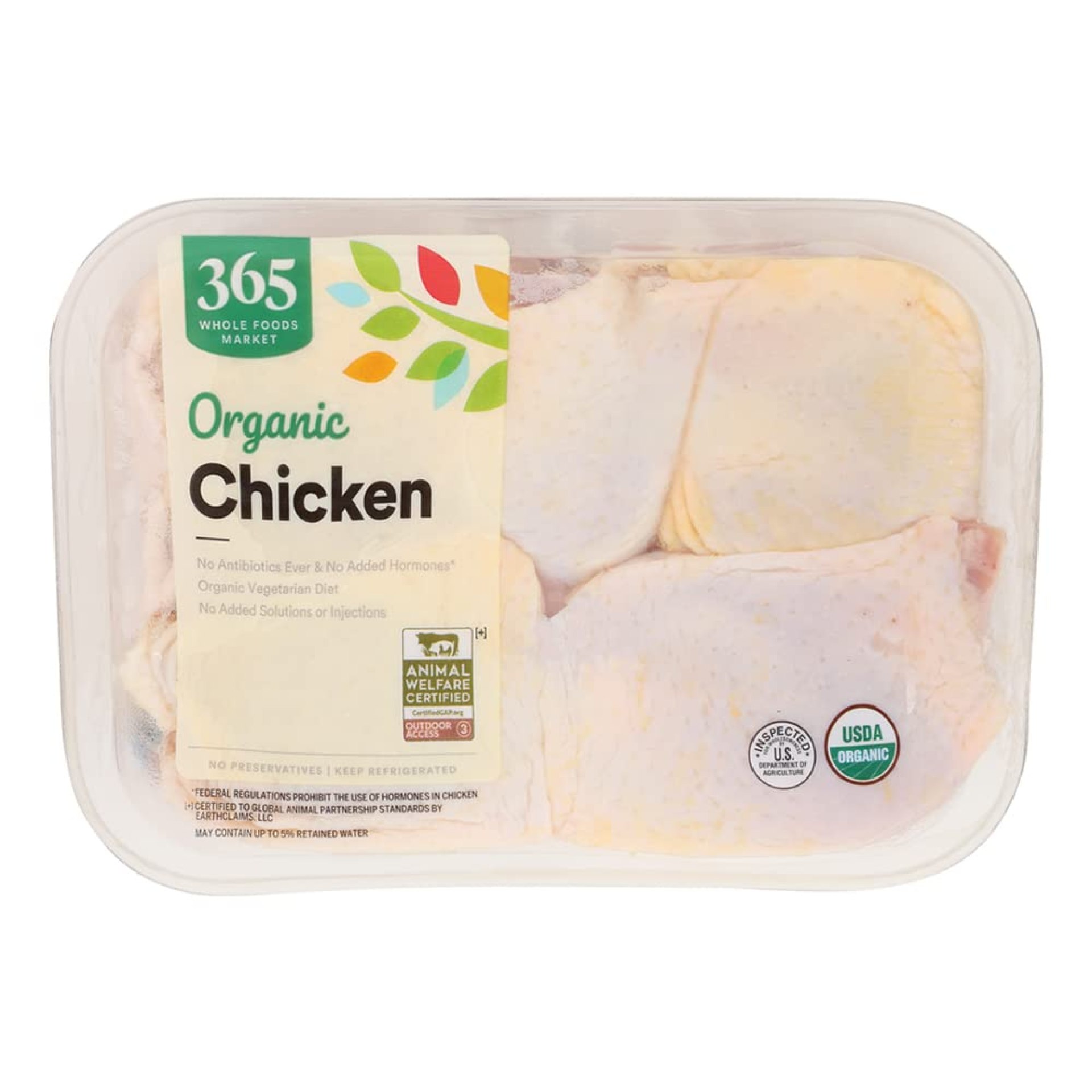 365 by Whole Foods Market, Chicken Thigh Bone-In Tray Pack Organic Step 3 365 by Whole Foods Market, Chicken Thigh Bone-In Tray Pack Organic Step 3