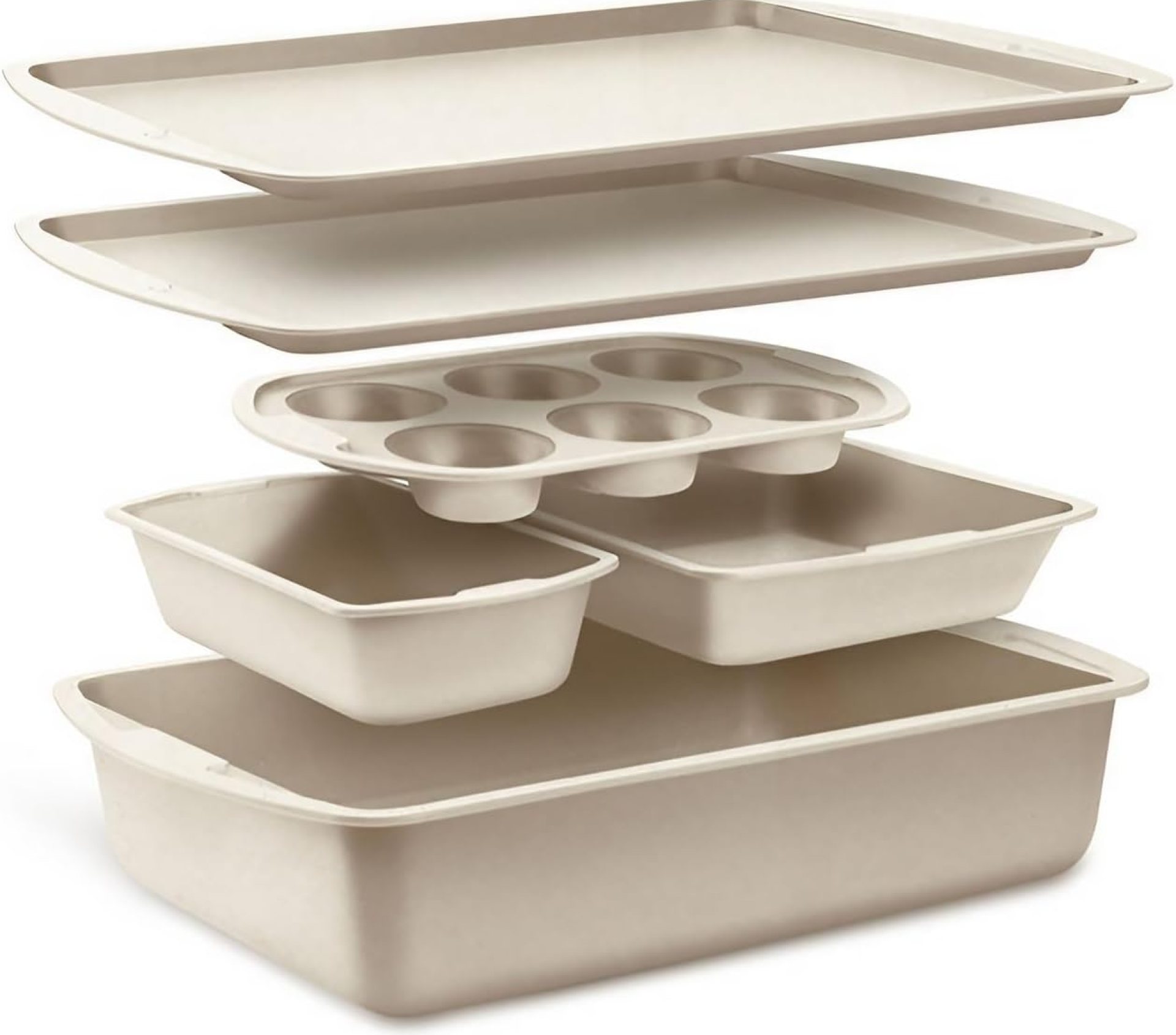 Bakken Swiss – Bakeware Set – 6 Piece – Stackable, Deluxe, Non-Stick Baking Pans for Professional and Home Cooking – Carbon Steel, White Stone Coating Bakken Swiss – Bakeware Set – 6 Piece – Stackable, Deluxe, Non-Stick Baking Pans for Professional and Home Cooking – Carbon Steel, White Stone Coating