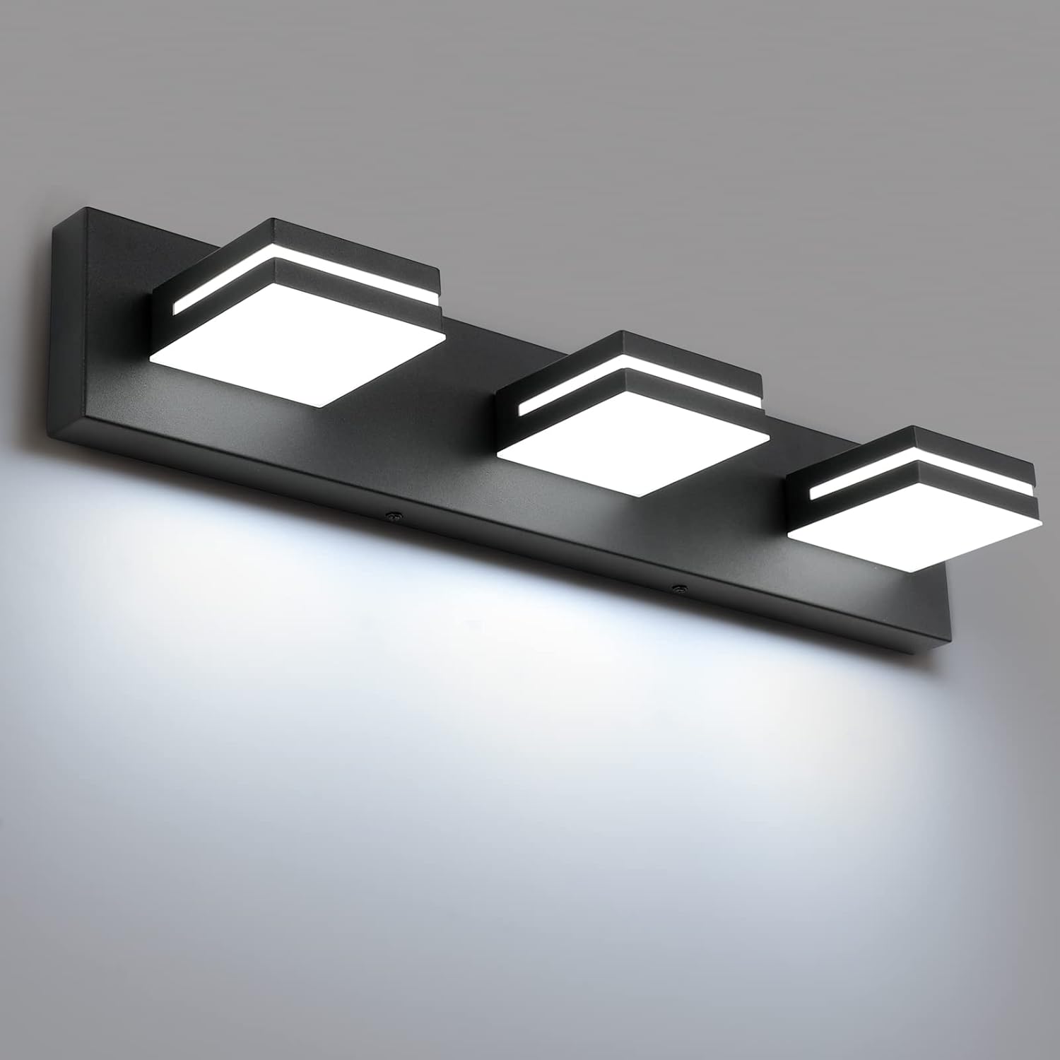 SineRise LED Modern Bathroom Vanity Light Fixtures (3-Light, 24-Inch), Matte Black Modern Acrylic Bathroom Wall Lighting Fixtures Over Mirror (Cool White 6000K) SineRise LED Modern Bathroom Vanity Light Fixtures (3-Light, 24-Inch), Matte Black Modern Acrylic Bathroom Wall Lighting Fixtures Over Mirror (Cool White 6000K)