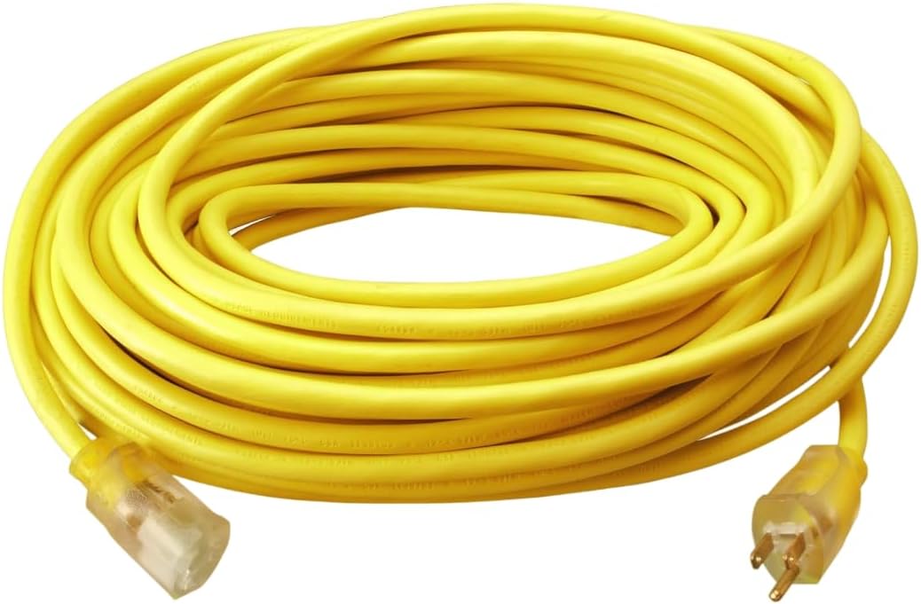 Southwire Outdoor Extension Cord, 50 Ft, 12 gauge 3 prong, Heavy Duty, SJTW Cord, Yellow, 2588 Southwire Outdoor Extension Cord, 50 Ft, 12 gauge 3 prong, Heavy Duty, SJTW Cord, Yellow, 2588