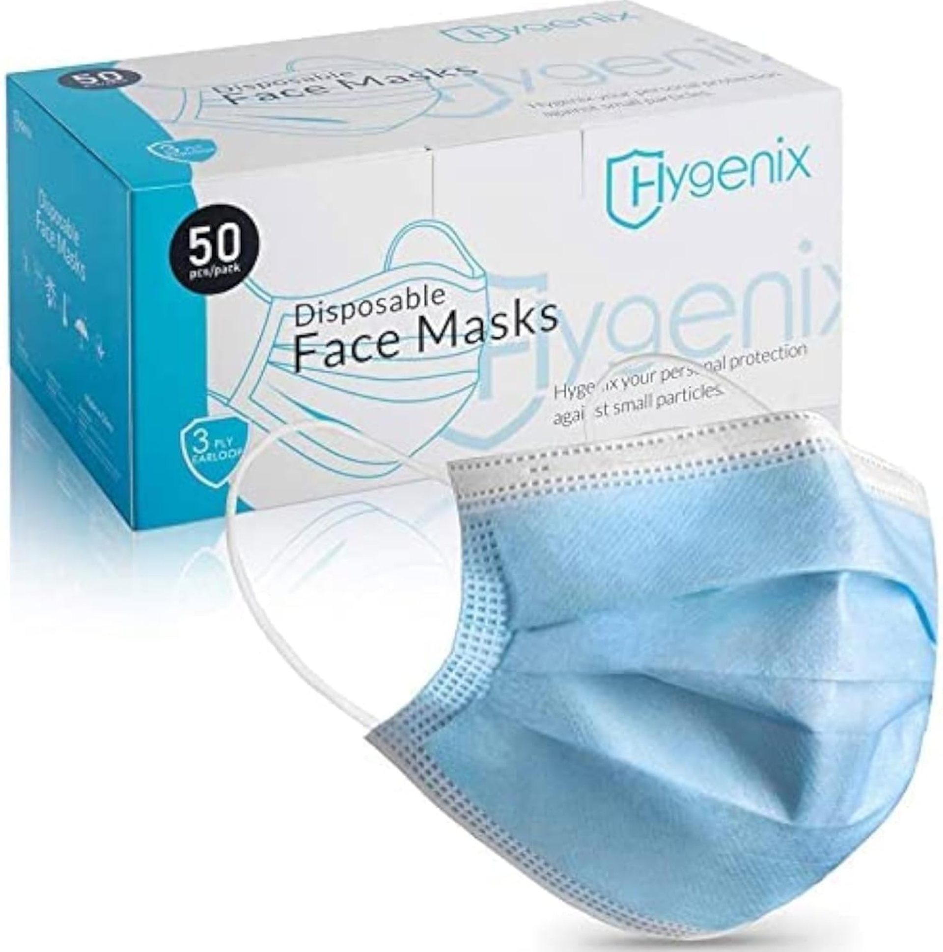 Hygenix Medical Grade 3ply Disposable ASTM level 3 Face Masks PFE >98% Filtration, Now Made in the USA (Pack of 50 Pcs) Hygenix Medical Grade 3ply Disposable ASTM level 3 Face Masks PFE >98% Filtration, Now Made in the USA (Pack of 50 Pcs)