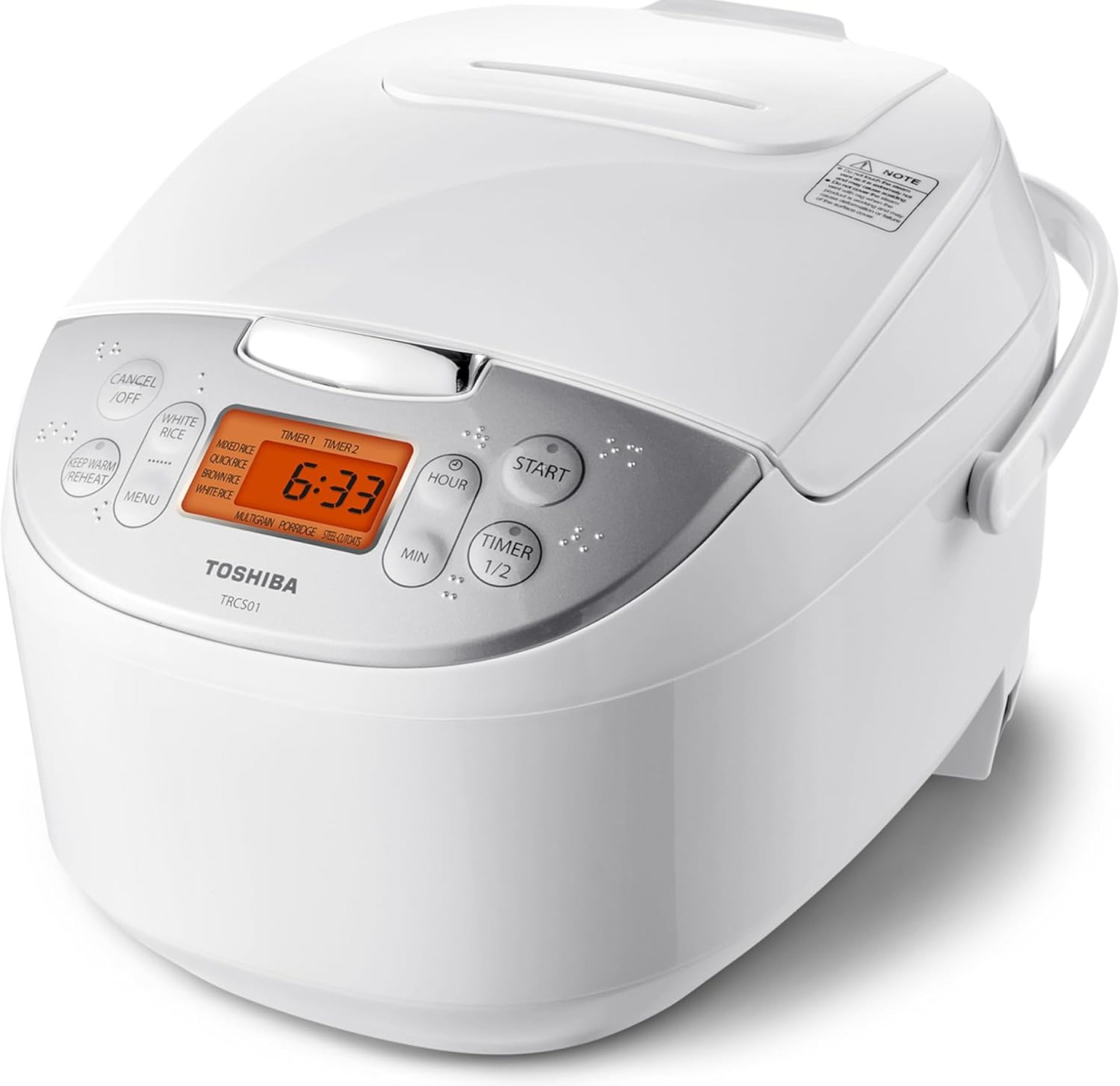 Toshiba Rice Cooker 6 Cup Uncooked – Japanese Rice Cooker with Fuzzy Logic Technology, 7 Cooking Functions, Digital Display, 2 Delay Timers and Auto Keep Warm, Non-Stick Inner Pot, White Toshiba Rice Cooker 6 Cup Uncooked – Japanese Rice Cooker with Fuzzy Logic Technology, 7 Cooking Functions, Digital Display, 2 Delay Timers and Auto Keep Warm, Non-Stick Inner Pot, White