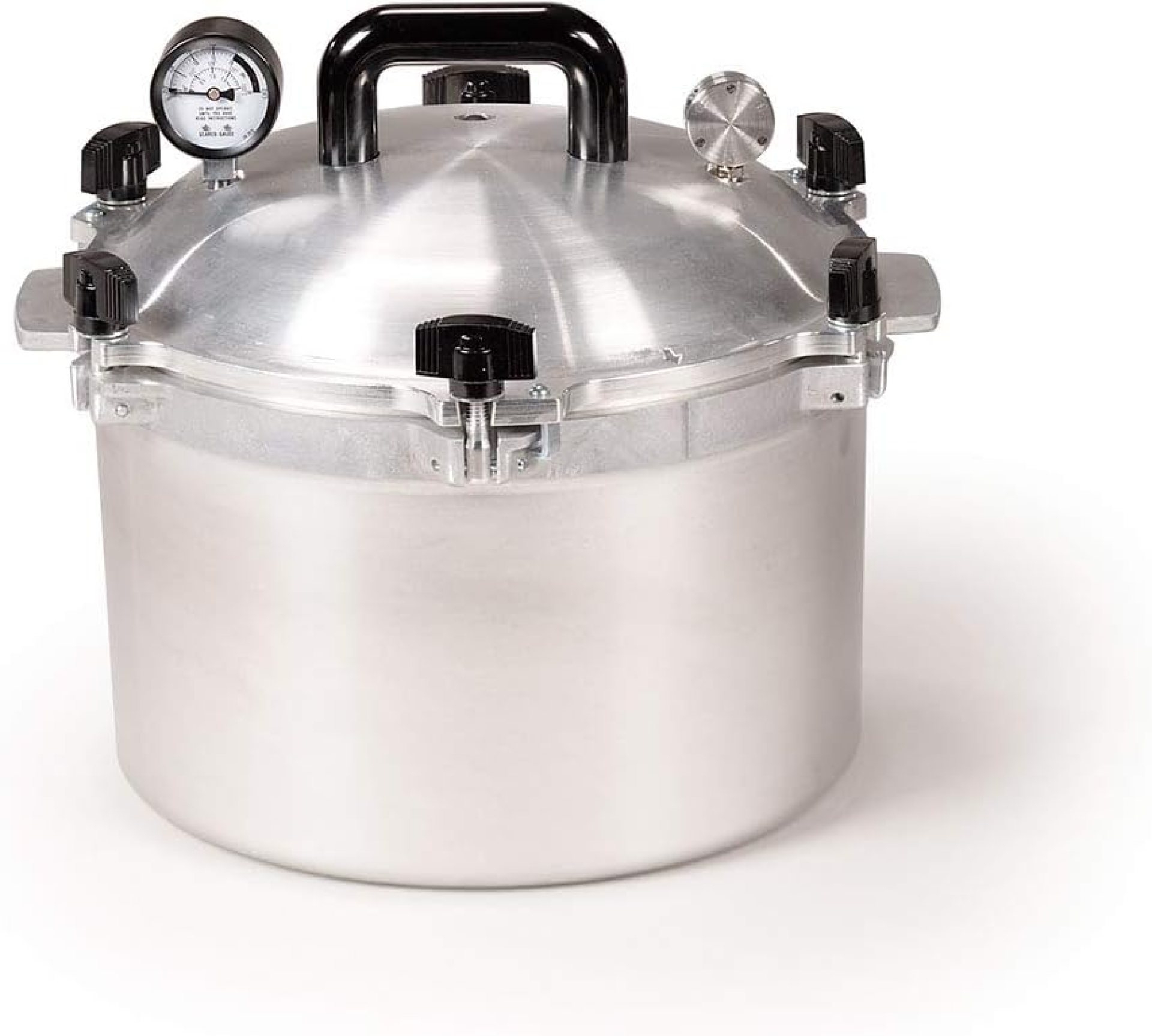 All American 1930: 15.5qt Pressure Cooker/Canner (The 915) – Exclusive Metal-to-Metal Sealing System – Easy to Open & Close – Suitable for Gas, Electric, or Flat Top Stoves – Made in the USA All American 1930: 15.5qt Pressure Cooker/Canner (The 915) – Exclusive Metal-to-Metal Sealing System – Easy to Open & Close – Suitable for Gas, Electric, or Flat Top Stoves – Made in the USA