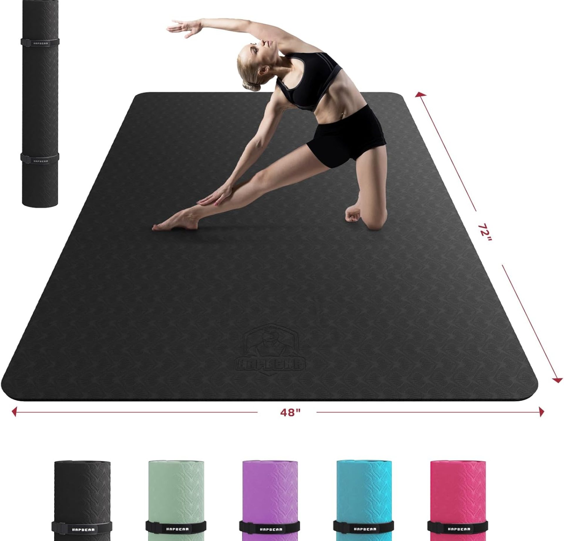 HAPBEAR Extra Large Yoga Mat – 72″x48″/78″x54″, 1/4″ & 1/3″ Thick, Non-Slip, Durable, Eco-Friendly, Wide Exercise Mat for Home Workouts, Yoga, Pilates, Stretching, Meditation (Barefoot Exercise) HAPBEAR Extra Large Yoga Mat – 72″x48″/78″x54″, 1/4″ & 1/3″ Thick, Non-Slip, Durable, Eco-Friendly, Wide Exercise Mat for Home Workouts, Yoga, Pilates, Stretching, Meditation (Barefoot Exercise)
