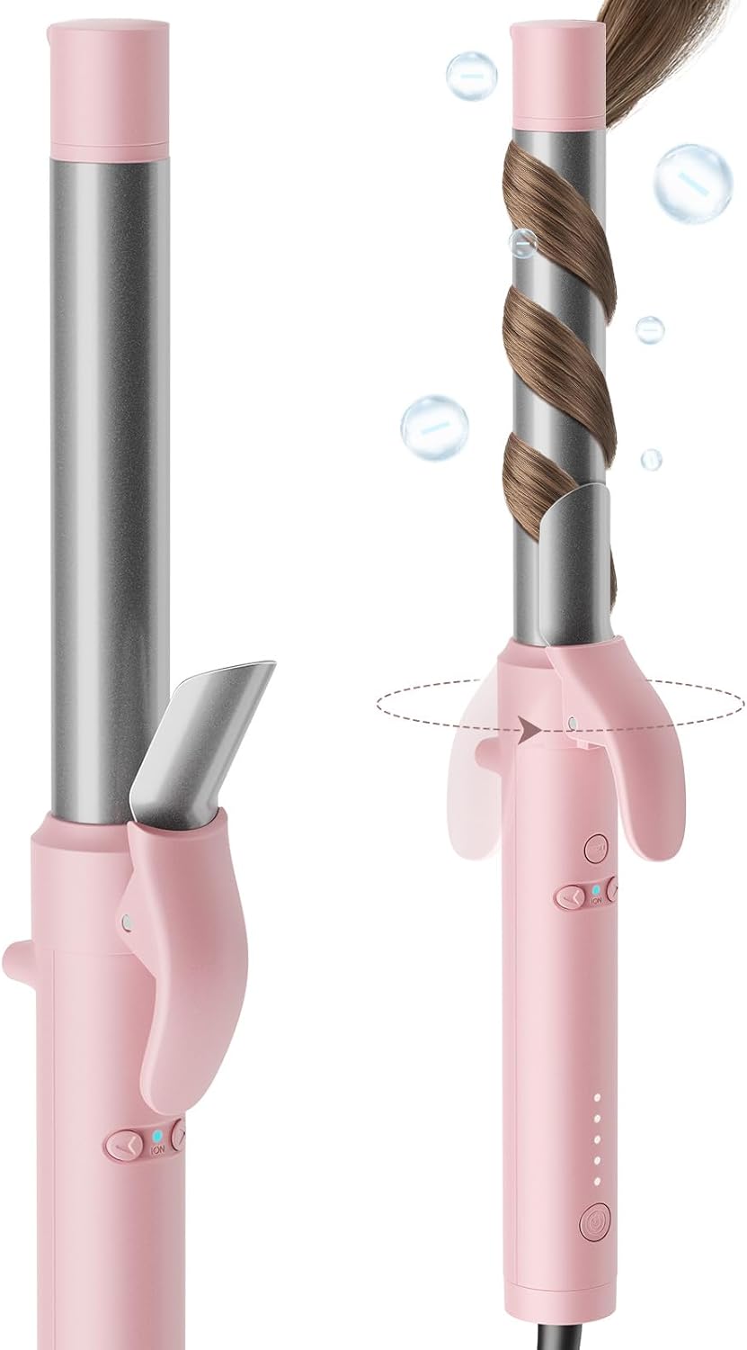 Rotating Curling Iron for Beach Waves – TYMO 1 Inch Automatic Curling Wand, Ceramic Hair Curler, 10M Negative Ions & 30s Heat-up, Easy to Use, 5 Temps & Dual Voltage, Long Barrel for Medium/Long Hair Rotating Curling Iron for Beach Waves – TYMO 1 Inch Automatic Curling Wand, Ceramic Hair Curler, 10M Negative Ions & 30s Heat-up, Easy to Use, 5 Temps & Dual Voltage, Long Barrel for Medium/Long Hair
