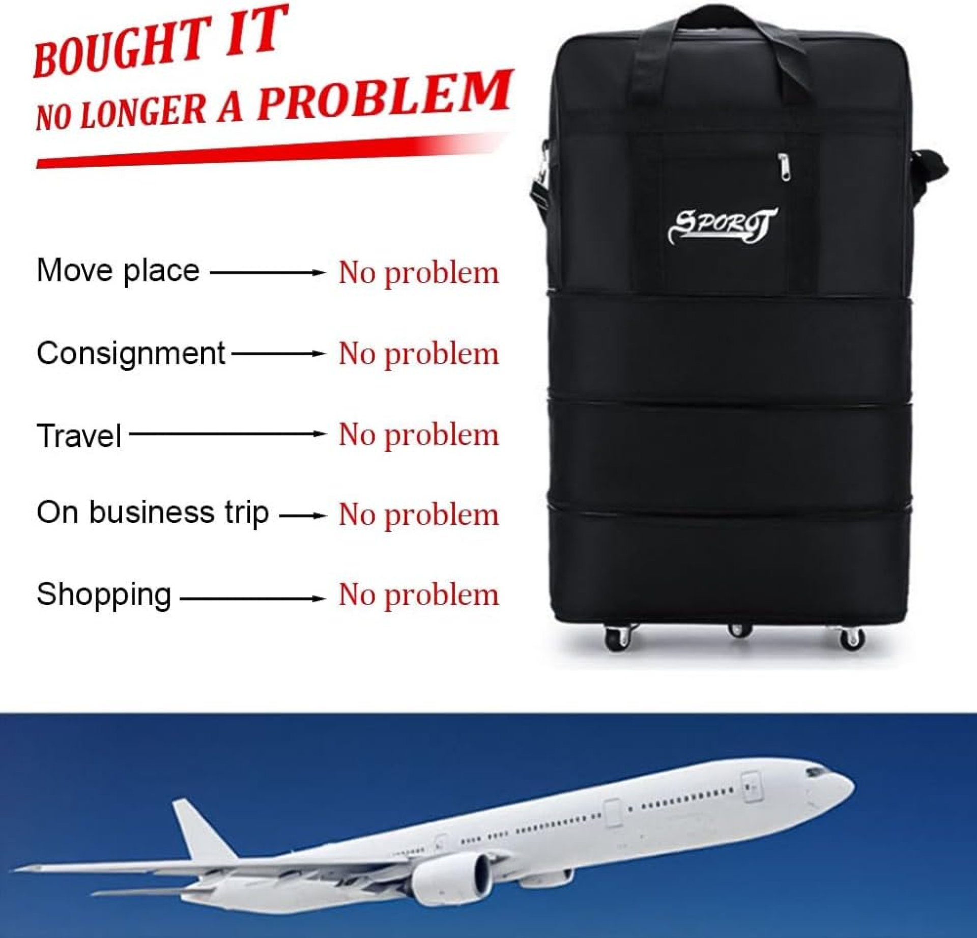 Expandable Rolling Wheeled Duffle Bag Spinner Suitcase Foldable Luggage, Waterproof Lightweight Traveling Oxford Suitcase, Duffel Travel Bag Large Capacity for Women Men (30”), Black Expandable Rolling Wheeled Duffle Bag Spinner Suitcase Foldable Luggage, Waterproof Lightweight Traveling Oxford Suitcase, Duffel Travel Bag Large Capacity for Women Men (30”), Black
