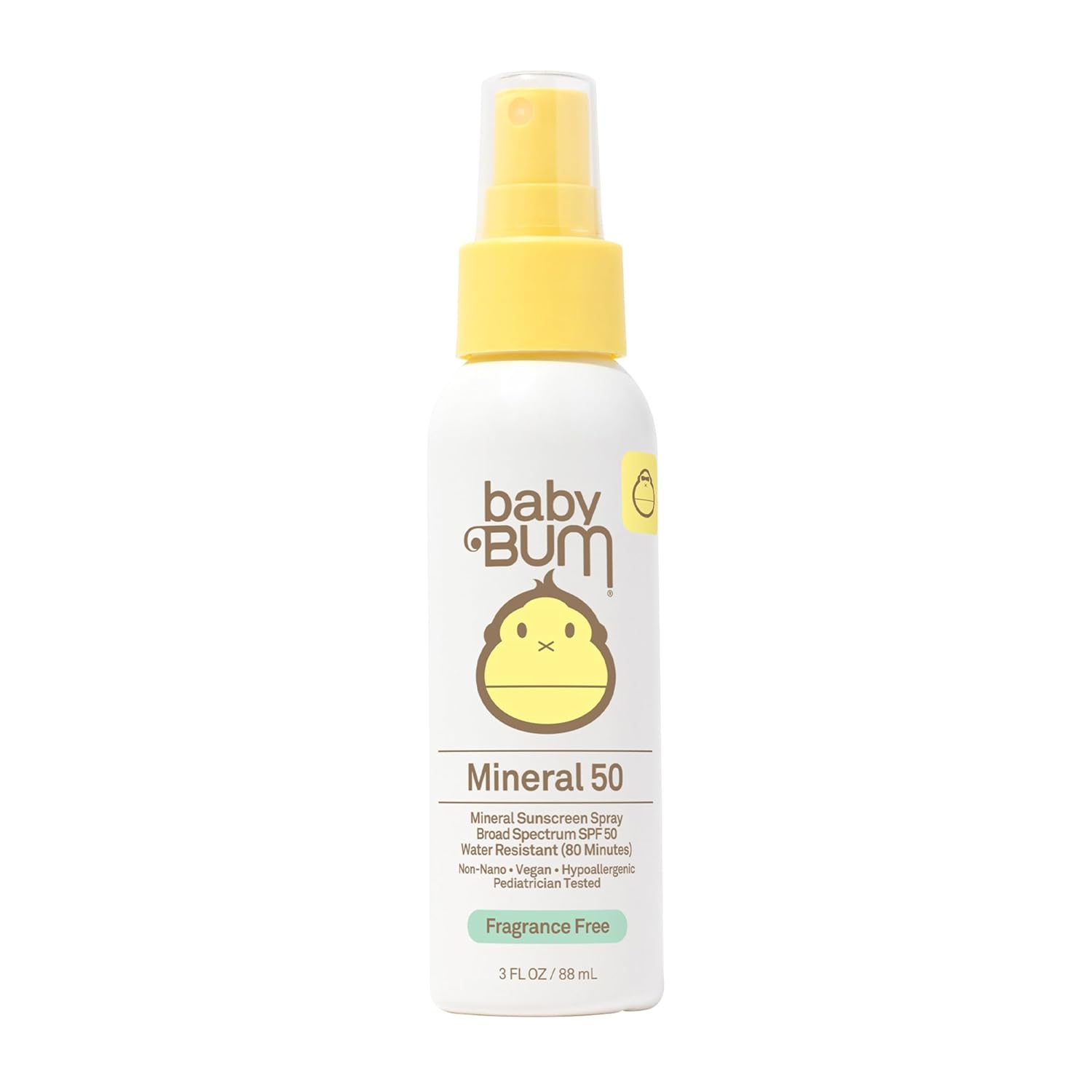 Sun Bum Baby Bum SPF 50 Sunscreen Spray | Mineral UVA/UVB Face and Body Protection for Sensitive Skin | Fragrance Free | Travel Size | 3 FL OZ Sun Bum Baby Bum SPF 50 Sunscreen Spray | Mineral UVA/UVB Face and Body Protection for Sensitive Skin | Fragrance Free | Travel Size | 3 FL OZ