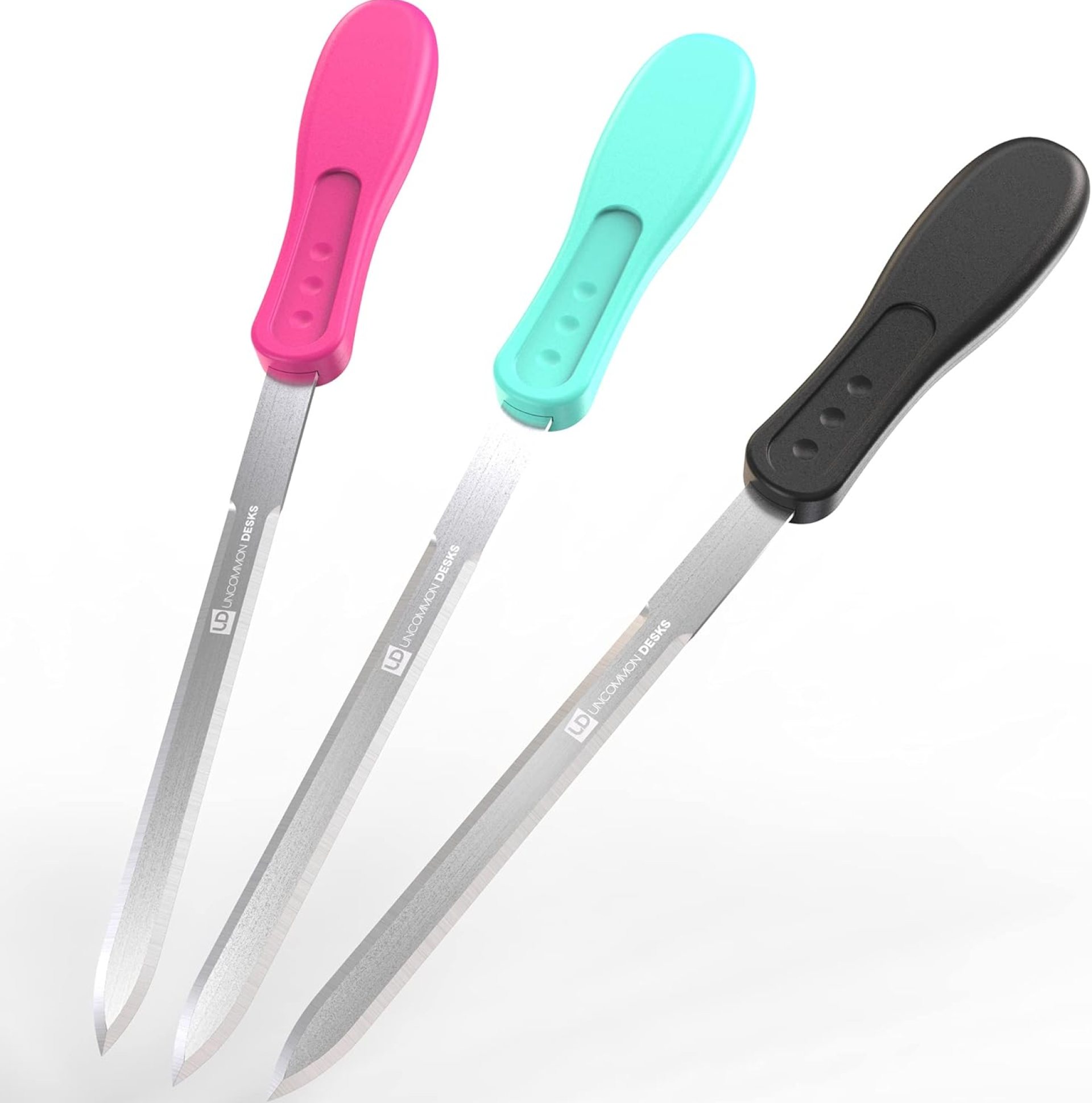 Uncommon Desks Office Letter Opener – Stainless Steel Knife-Edge Blade, Ergonomic Grip Handle (Mixed Colors, 3 Pieces) Uncommon Desks Office Letter Opener – Stainless Steel Knife-Edge Blade, Ergonomic Grip Handle (Mixed Colors, 3 Pieces)