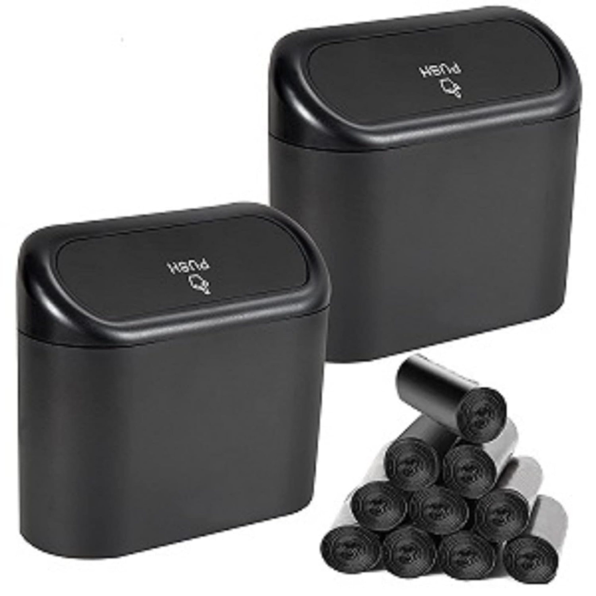 2 Packs Mini Car Trash Can Bin with Lid and 150pcs Trash Bags,Car Trash Can Bin,Car Garbage Trash Can Storage for Front Back Seat Accessories (2)… 2 Packs Mini Car Trash Can Bin with Lid and 150pcs Trash Bags,Car Trash Can Bin,Car Garbage Trash Can Storage for Front Back Seat Accessories (2)…
