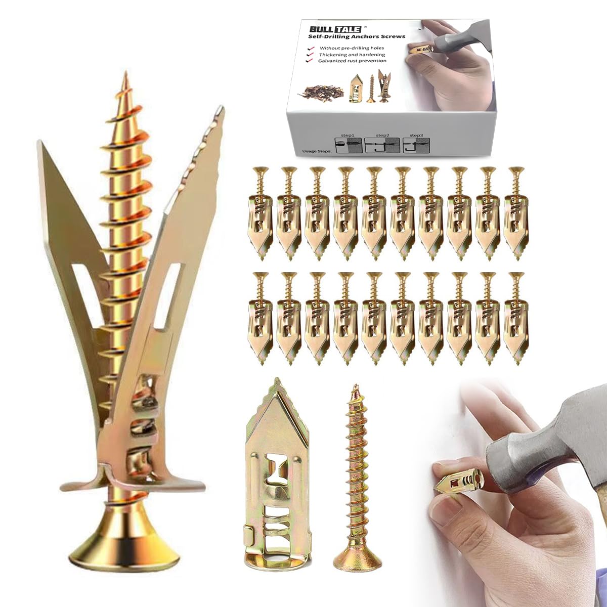 Drywall Anchors and Screws kit Self Drilling Drywall Anchors,2024New Drywall Screws and Anchors with Door Hinge Repair Tool Easy for Fixing Garden Statues,Patio Furniture,Garden Decor(1.18IN,20pcs) Drywall Anchors and Screws kit Self Drilling Drywall Anchors,2024New Drywall Screws and Anchors with Door Hinge Repair Tool Easy for Fixing Garden Statues,Patio Furniture,Garden Decor(1.18IN,20pcs)