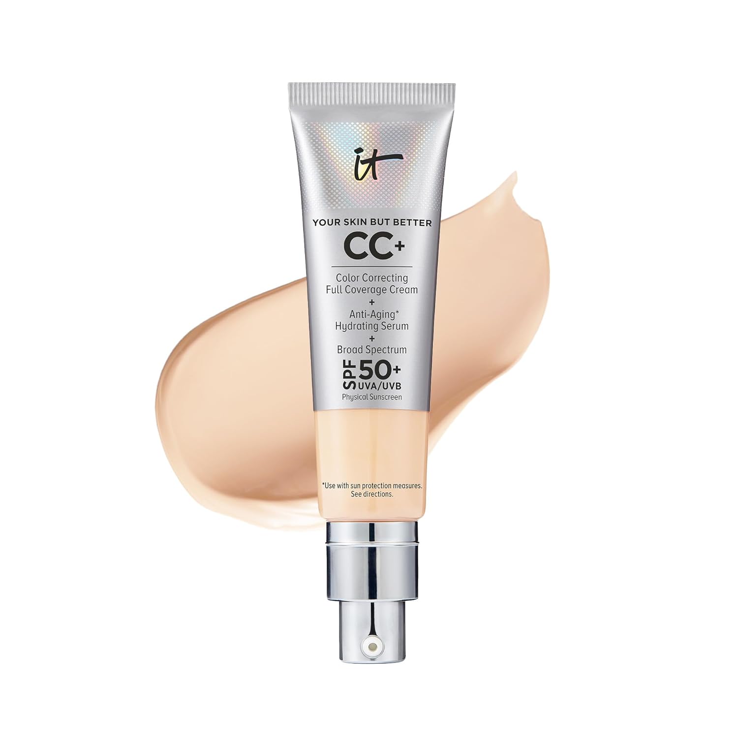 IT Cosmetics Your Skin But Better CC+ Cream – Color Correcting Cream, Full-Coverage Foundation, Hydrating Serum & SPF 50+ Sunscreen – Natural Finish – 1.08 fl oz IT Cosmetics Your Skin But Better CC+ Cream – Color Correcting Cream, Full-Coverage Foundation, Hydrating Serum & SPF 50+ Sunscreen – Natural Finish – 1.08 fl oz