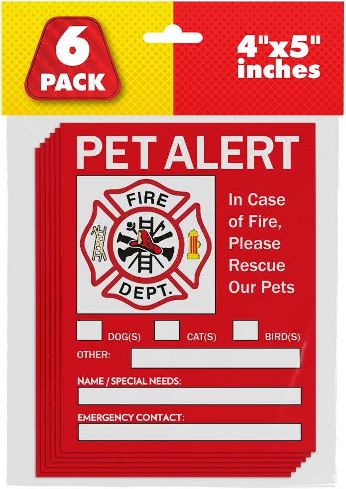 Pet Alert Safety Fire Rescue Sticker – Save Our Pets Emergency Pet Inside Decal – in Case of Emergency Danger Pet in House Home Window Door Sign Pet Alert Safety Fire Rescue Sticker – Save Our Pets Emergency Pet Inside Decal – in Case of Emergency Danger Pet in House Home Window Door Sign