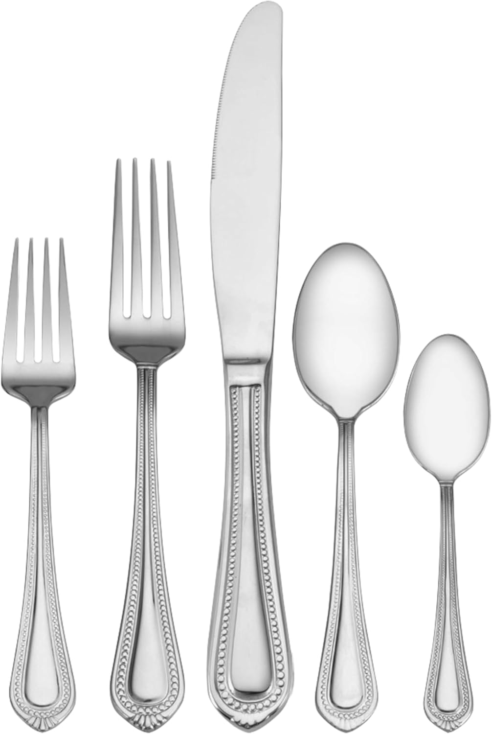 Mikasa, Regent Bead Flatware Service for 12, 65 Piece Set, 18/10 Stainless Steel, Silverware Set with Serving Utensils Mikasa, Regent Bead Flatware Service for 12, 65 Piece Set, 18/10 Stainless Steel, Silverware Set with Serving Utensils