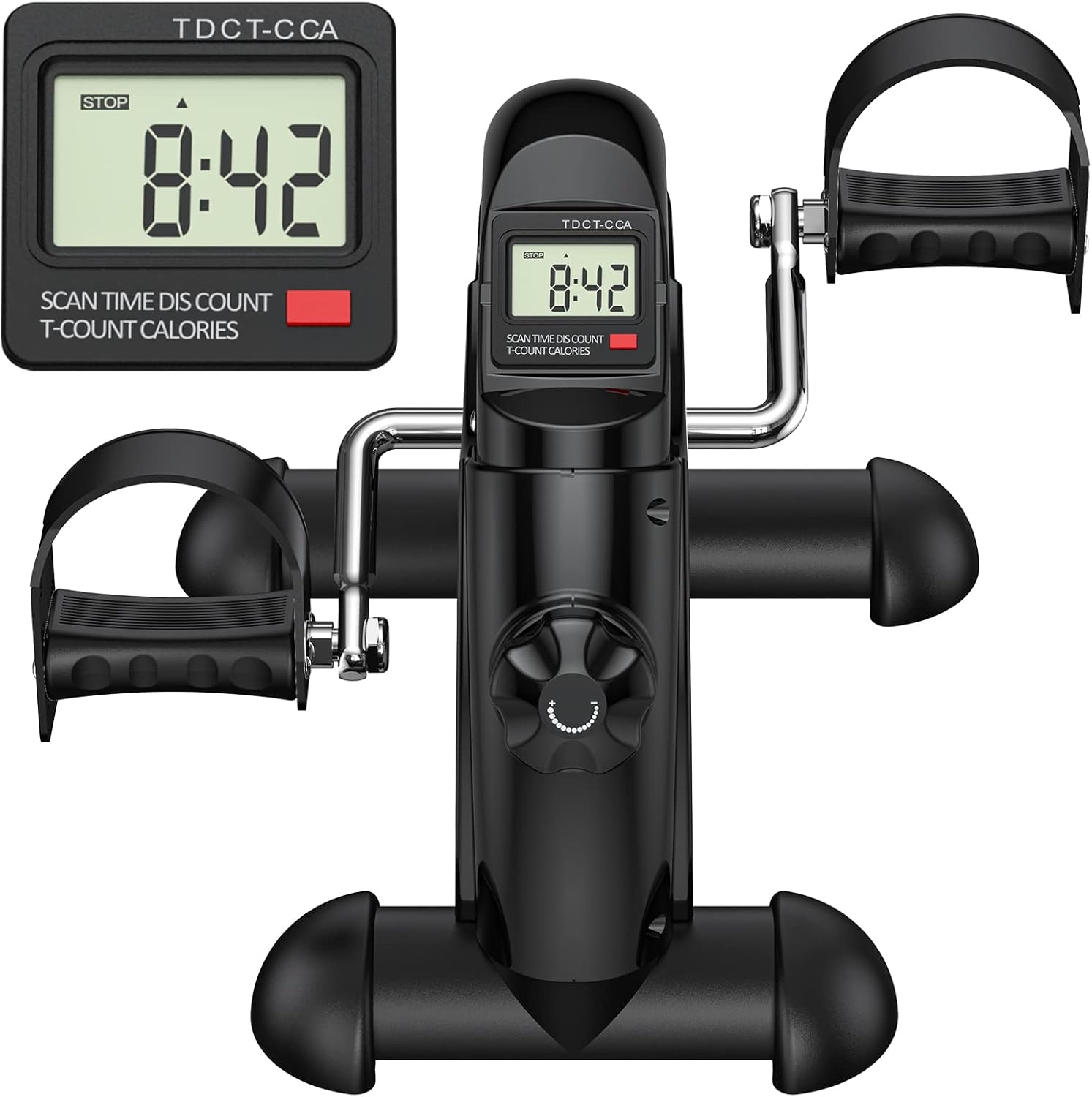 FEIERDUN Mini Exercise Bike, Under Desk Bike Pedal Exerciser for Arm/Leg Exercise, Adjustable Magnetic Resistance Desk Cycle with LCD Screen Display for Home/Office Workout
